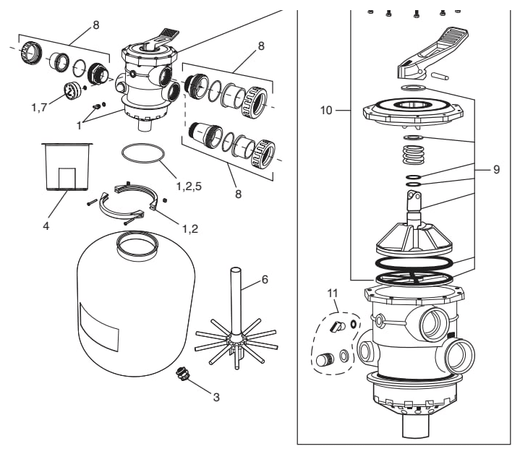 Jandy SFTM24-2.0 Top-Mount Sand Filter Replacement Parts