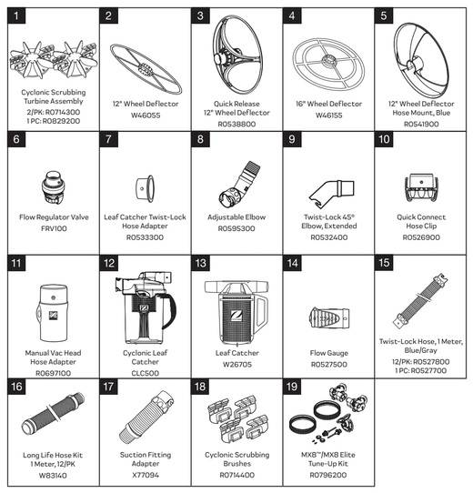 Zodiac Suction Cleaner Common Parts & Accessories
