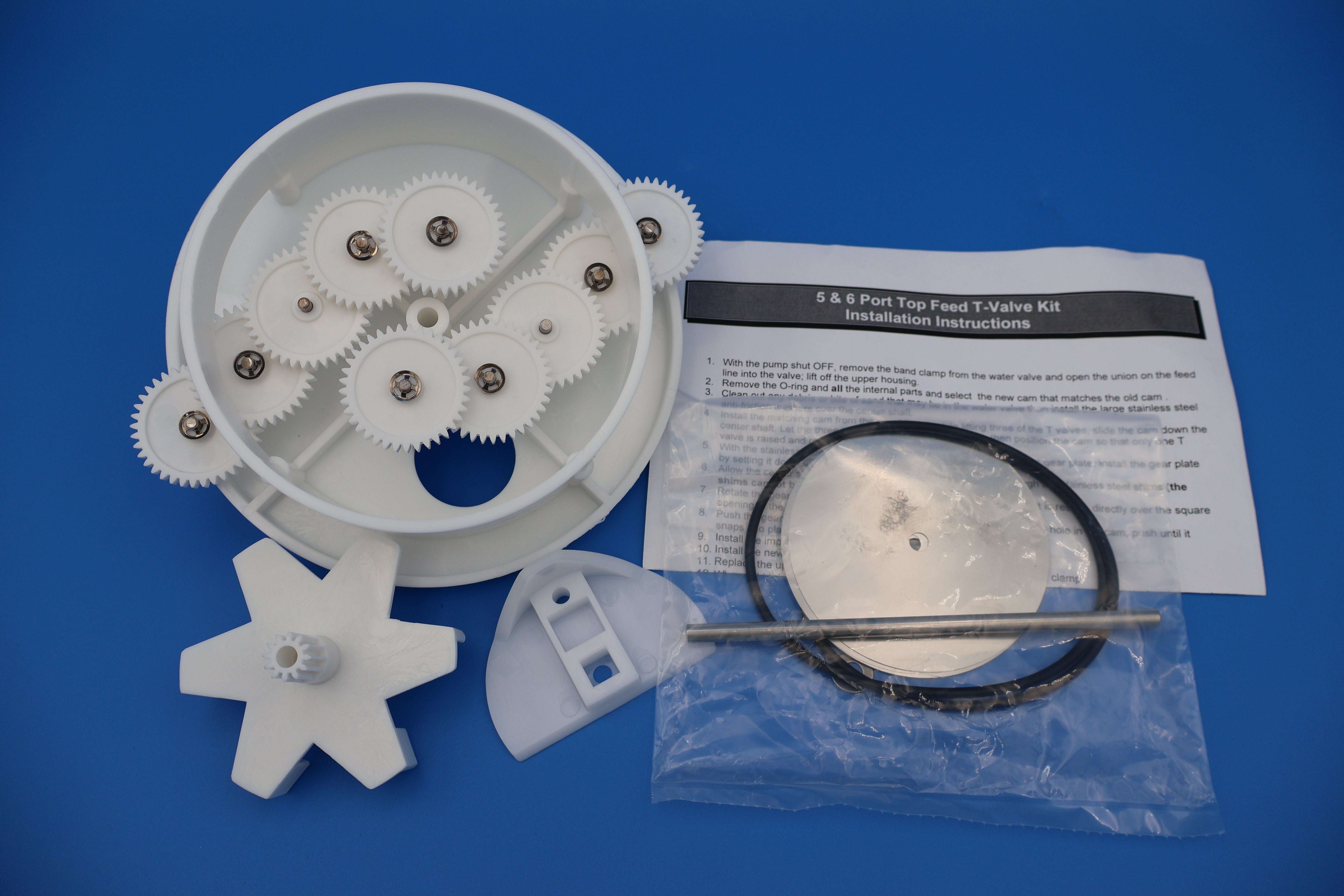 Pentair In-Floor (A&A) Top Feed Complete 6 Port T-Valve Rebuild Gear Kit 230068 540269