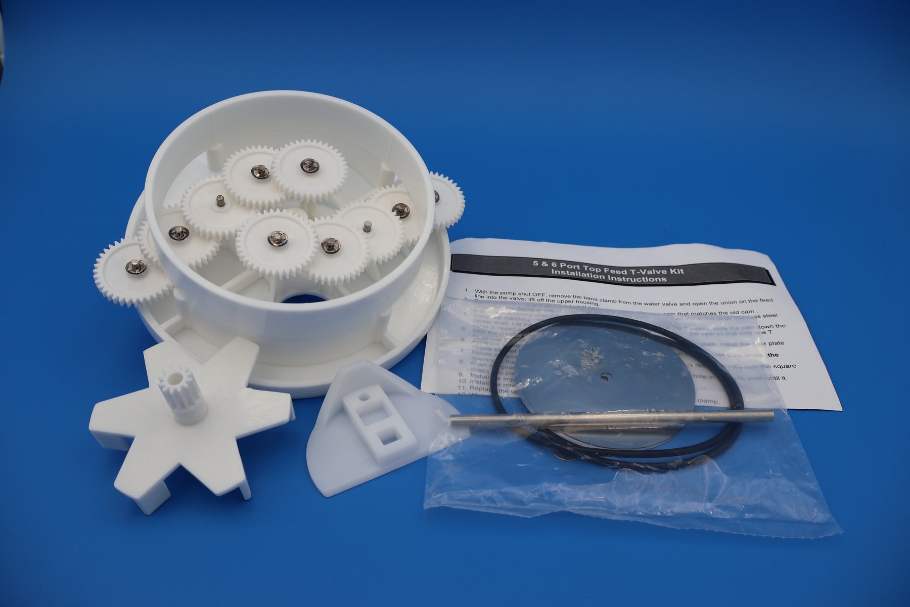 Pentair In-Floor (A&A) Top Feed Complete 6 Port T-Valve Rebuild Gear Kit 230068 540269