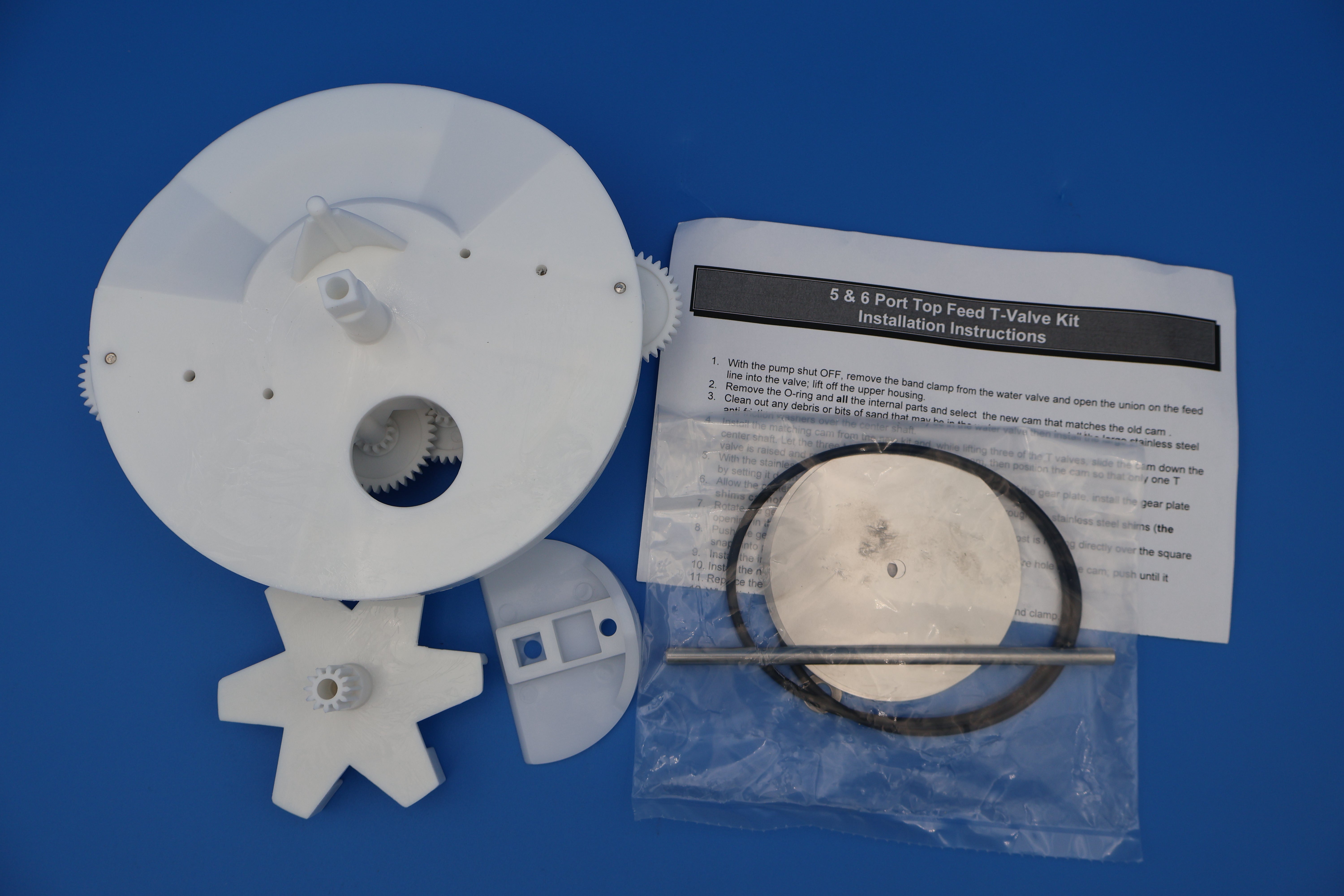 Pentair In-Floor (A&A) Top Feed Complete 6 Port T-Valve Rebuild Gear Kit 230068 540269