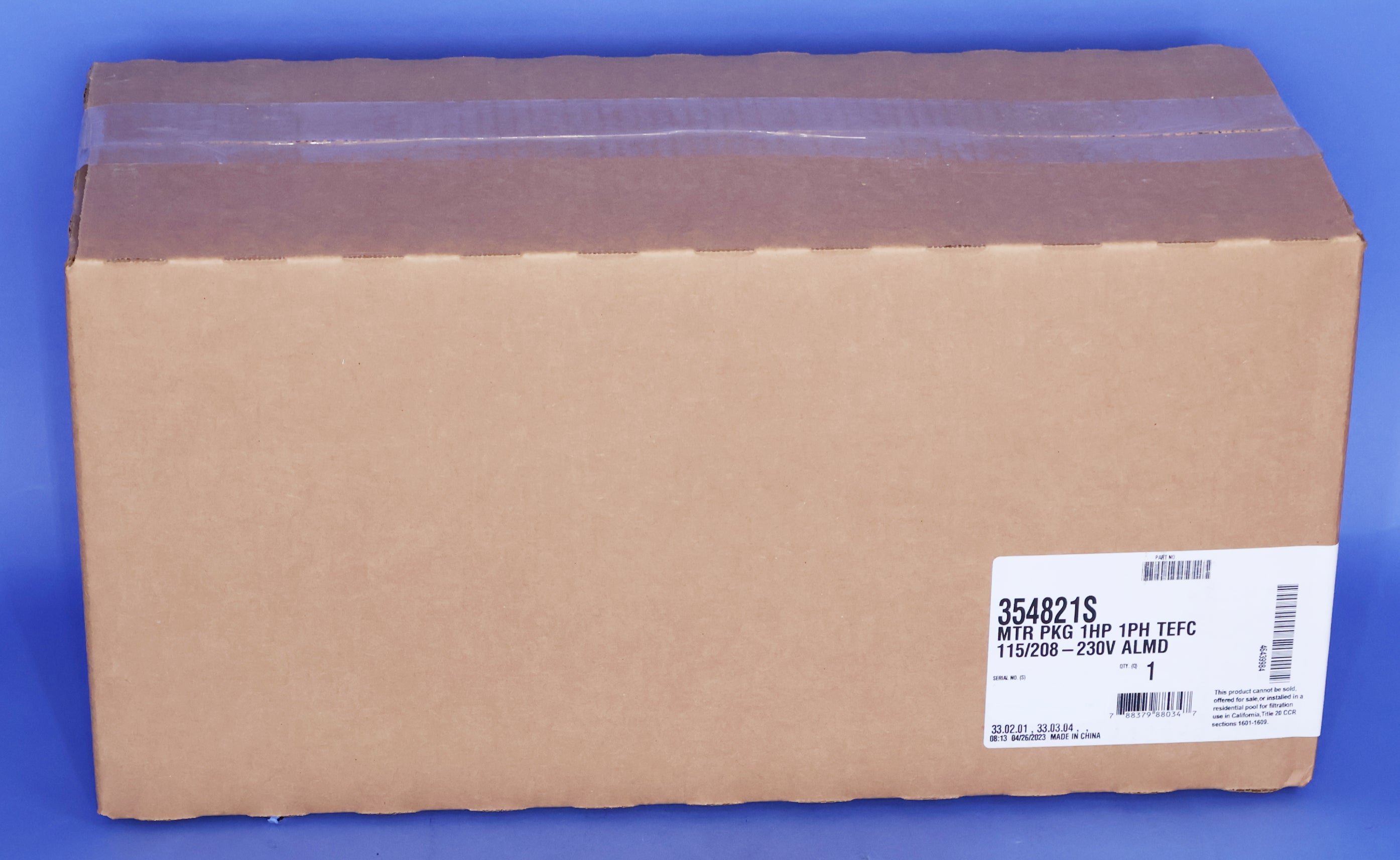 Pentair Almond 1HP TEFC Square Flange Pump Motor 115/208-230V 354821S
