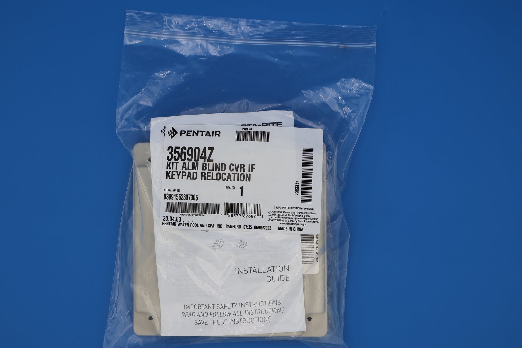 Pentair Intelliflo Keypad Relocation Kit 356904Z