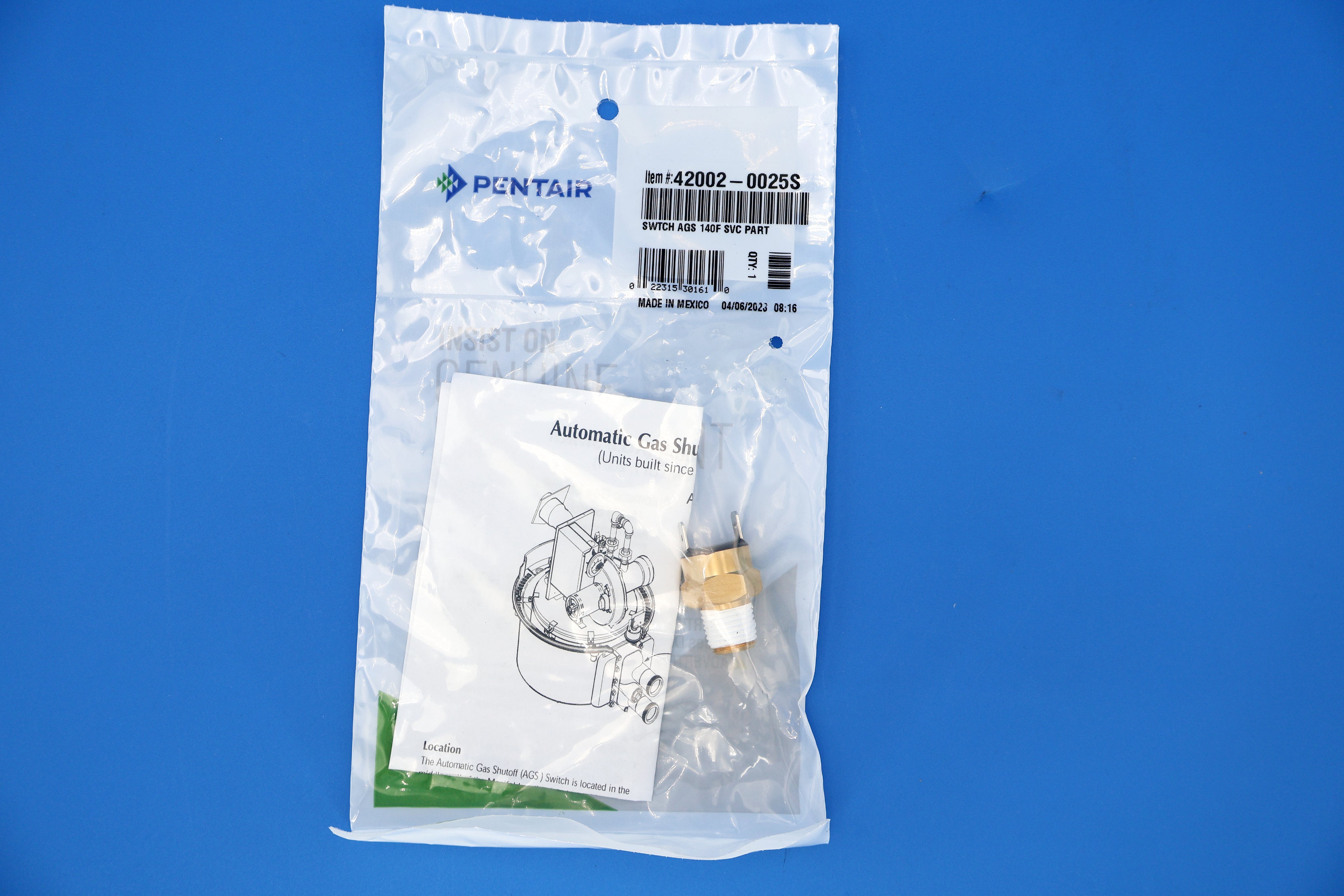 Pentair 140F Automatic Gas Shutoff Switch Replacement 42002-0025S