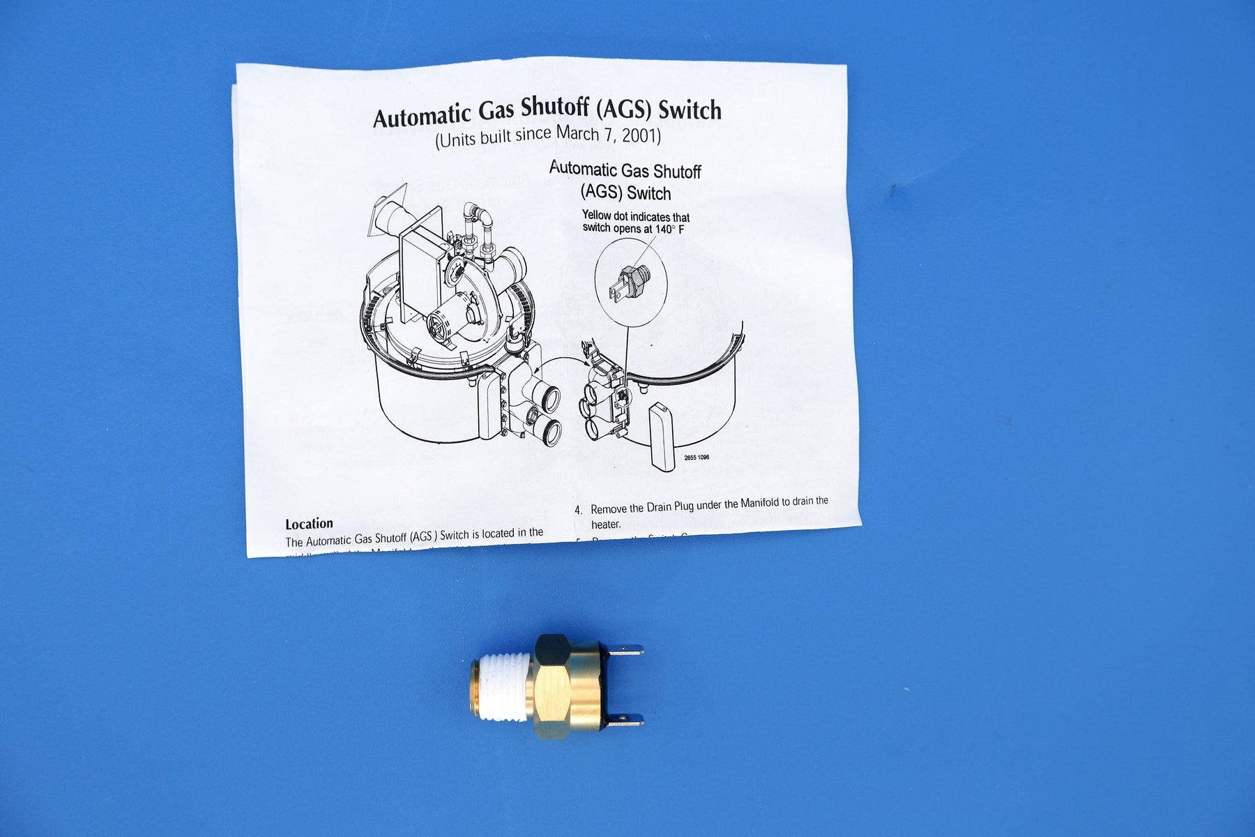 Pentair 140F Automatic Gas Shutoff Switch Replacement 42002-0025S