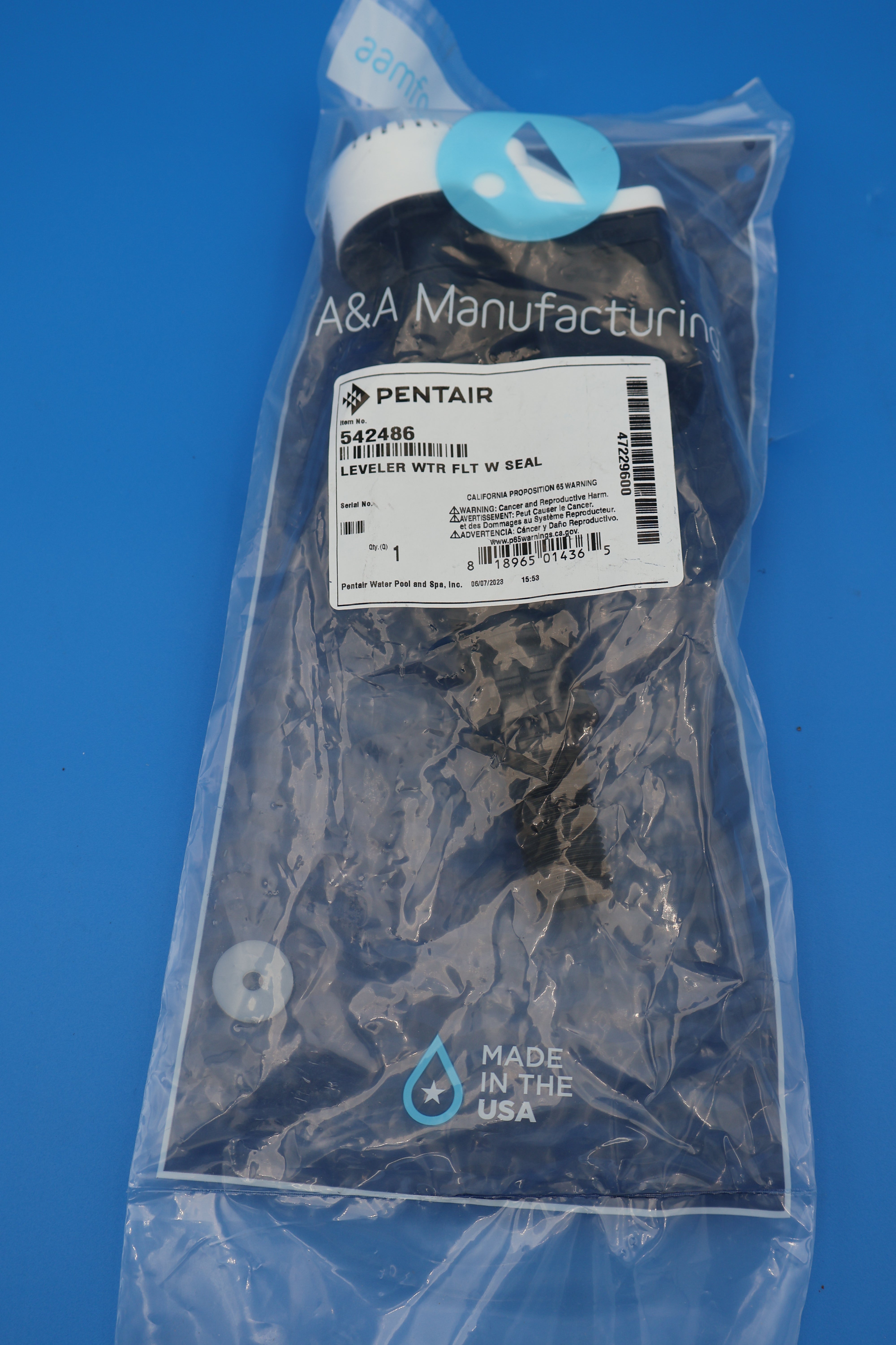 Pentair In-Floor (A&A) Quik Water Leveler Float Assembly w/ Restrictor Seal 542486 529342