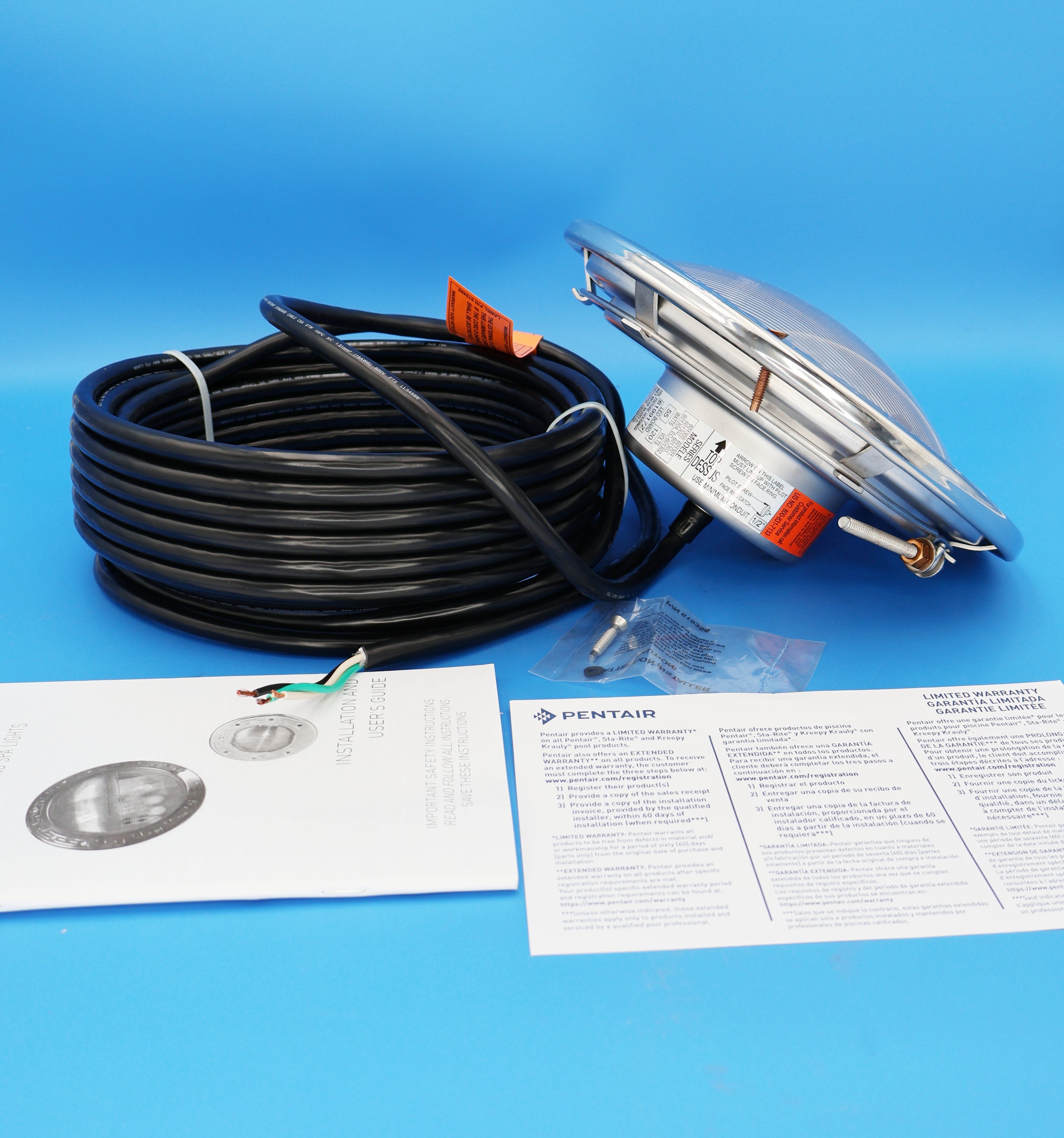 Pentair IntelliBrite 5G White Underwater LED Pool Light, 120 Volt, 500 Watt Equivalent, 50 Foot Cord 601301