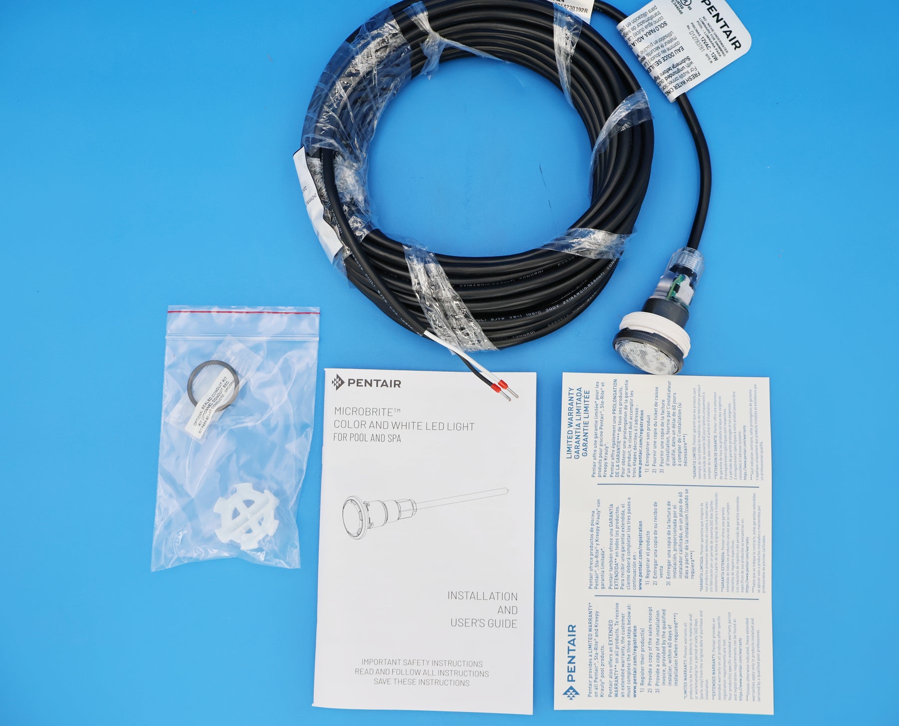 Pentair Microbrite Color LED Light with 50' Cord 12V 14W 620424