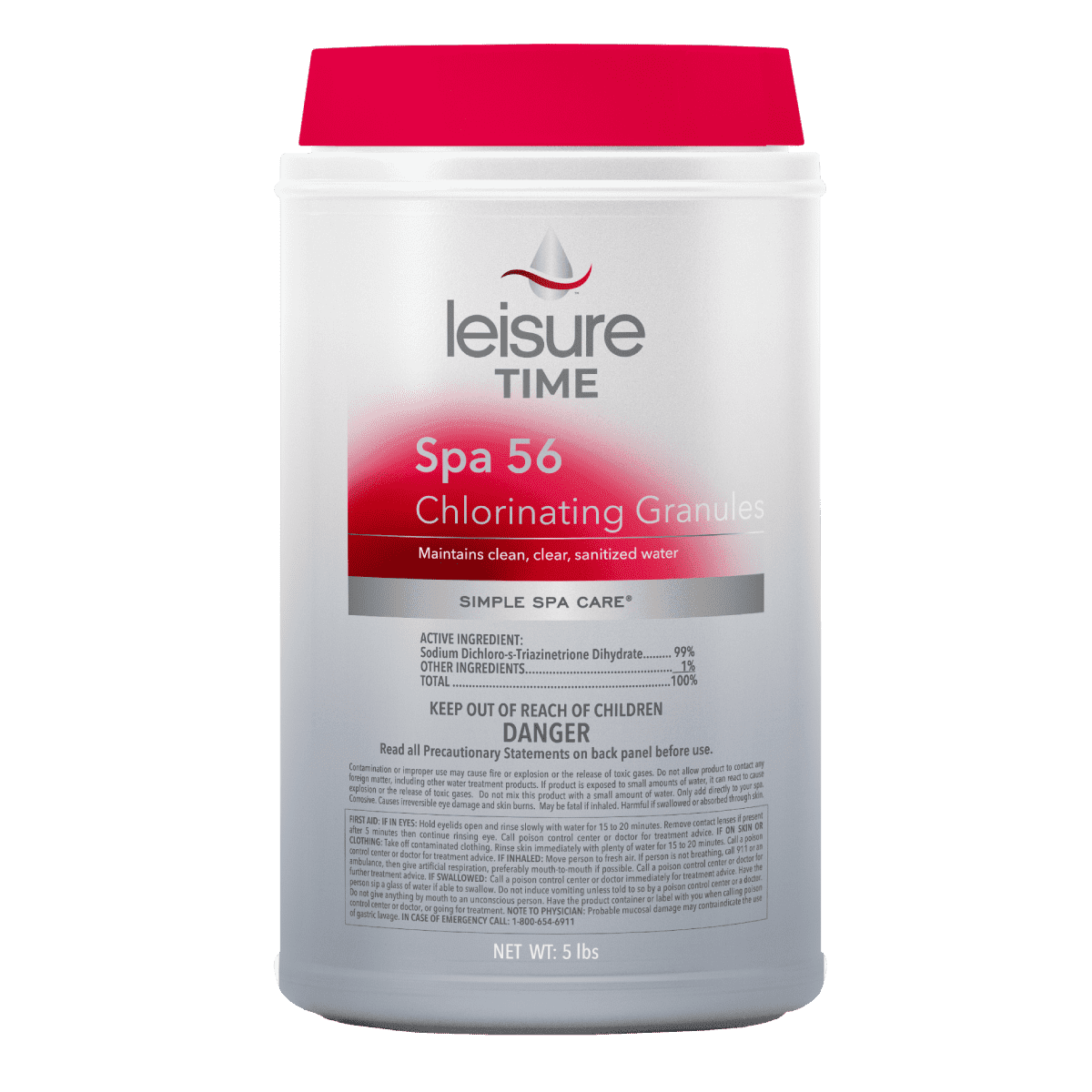 Leisure Time Spa 56 Chlorinating Granules, 5 lb Bottle | LT29 - LeisureTime - img - 1