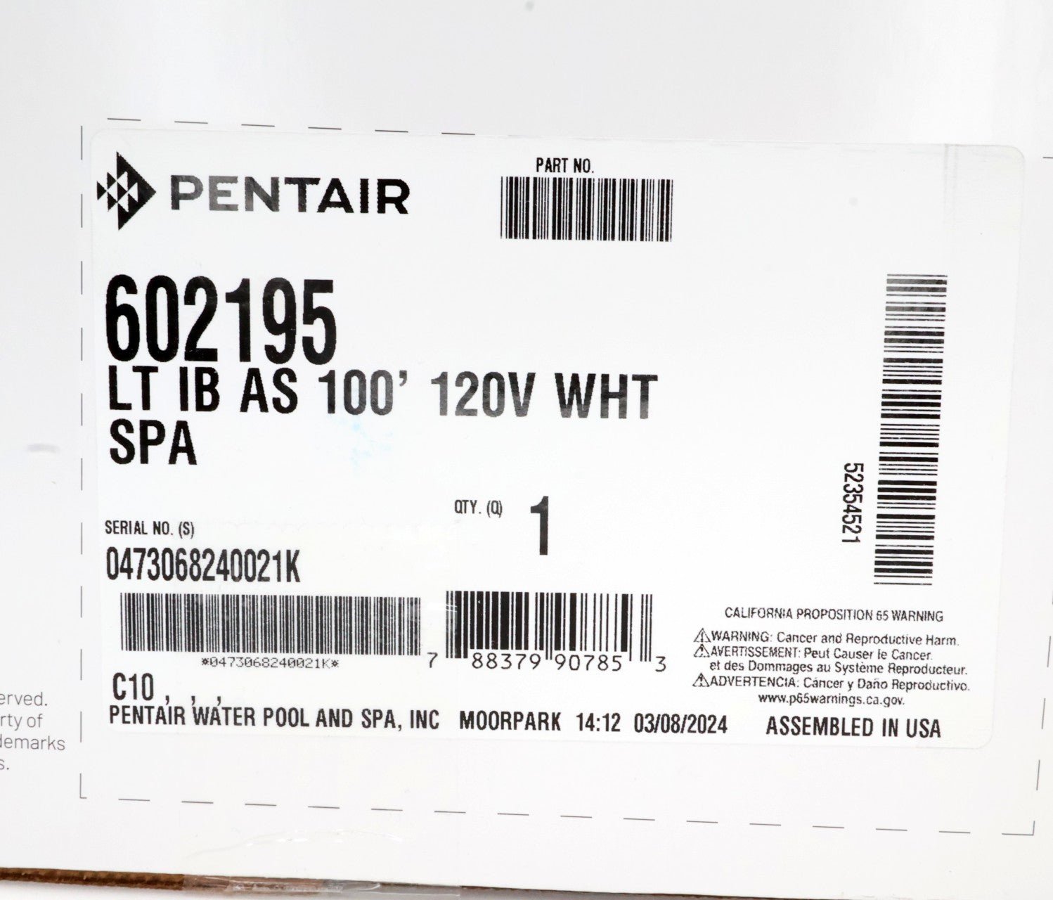 Pentair Intellibrite Architectural Series White Spa Light 100' 120V 602195 - Pool Lights - img-7
