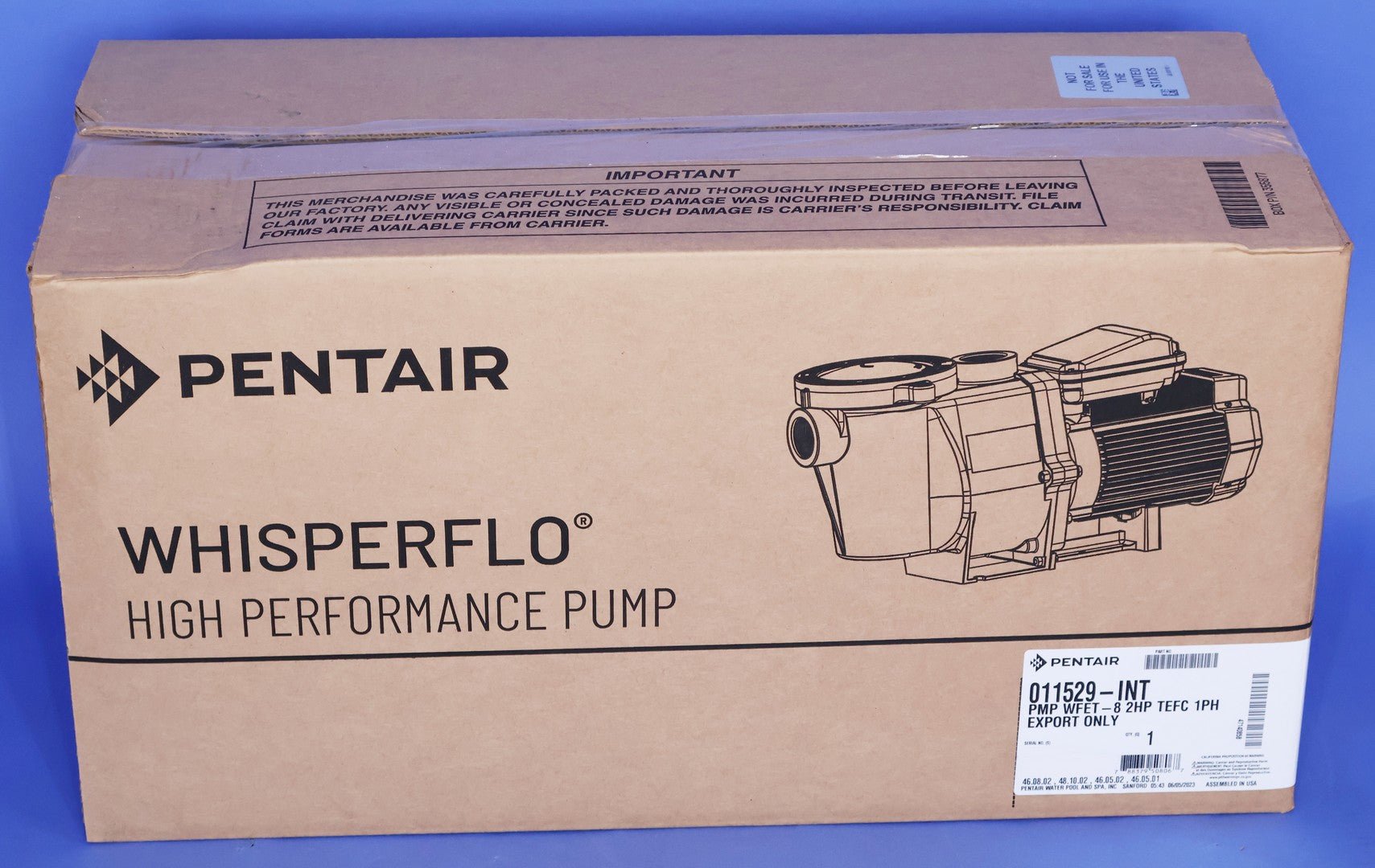 Pentair WhisperFlo 1 - Speed High - Performance Pump with TEFC Motor 2 HP 208 - 230V 011529 - Single Speed Pumps - img - 7