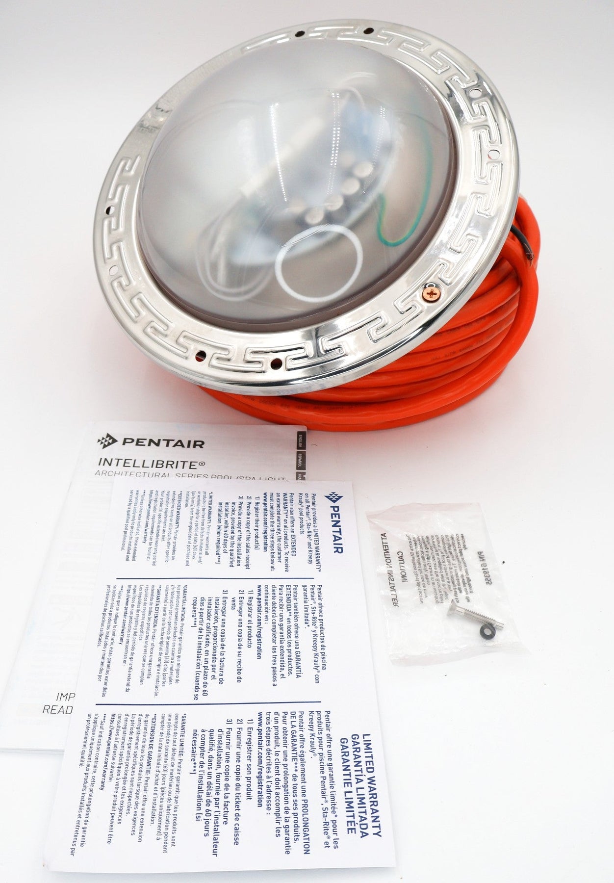 Pentair Intellibrite Architectural Series LED White 500W Equivalent Pool Light 100' 12V EC-602234 - Pool Lights - img-1