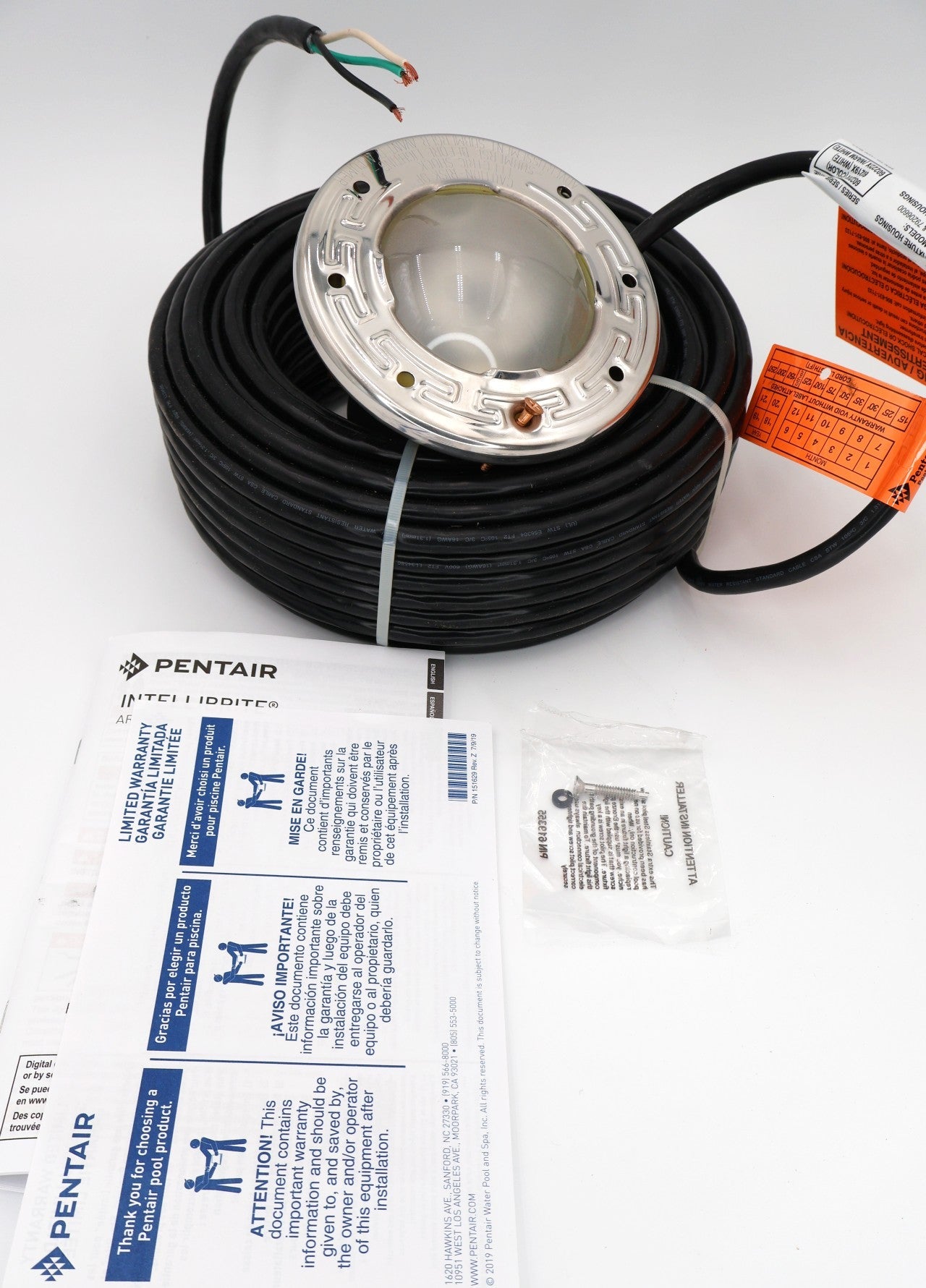 Pentair Intellibrite Architectural Series LED White Spa Light 100' 120V EC-602230 - Pool Lights - img-1