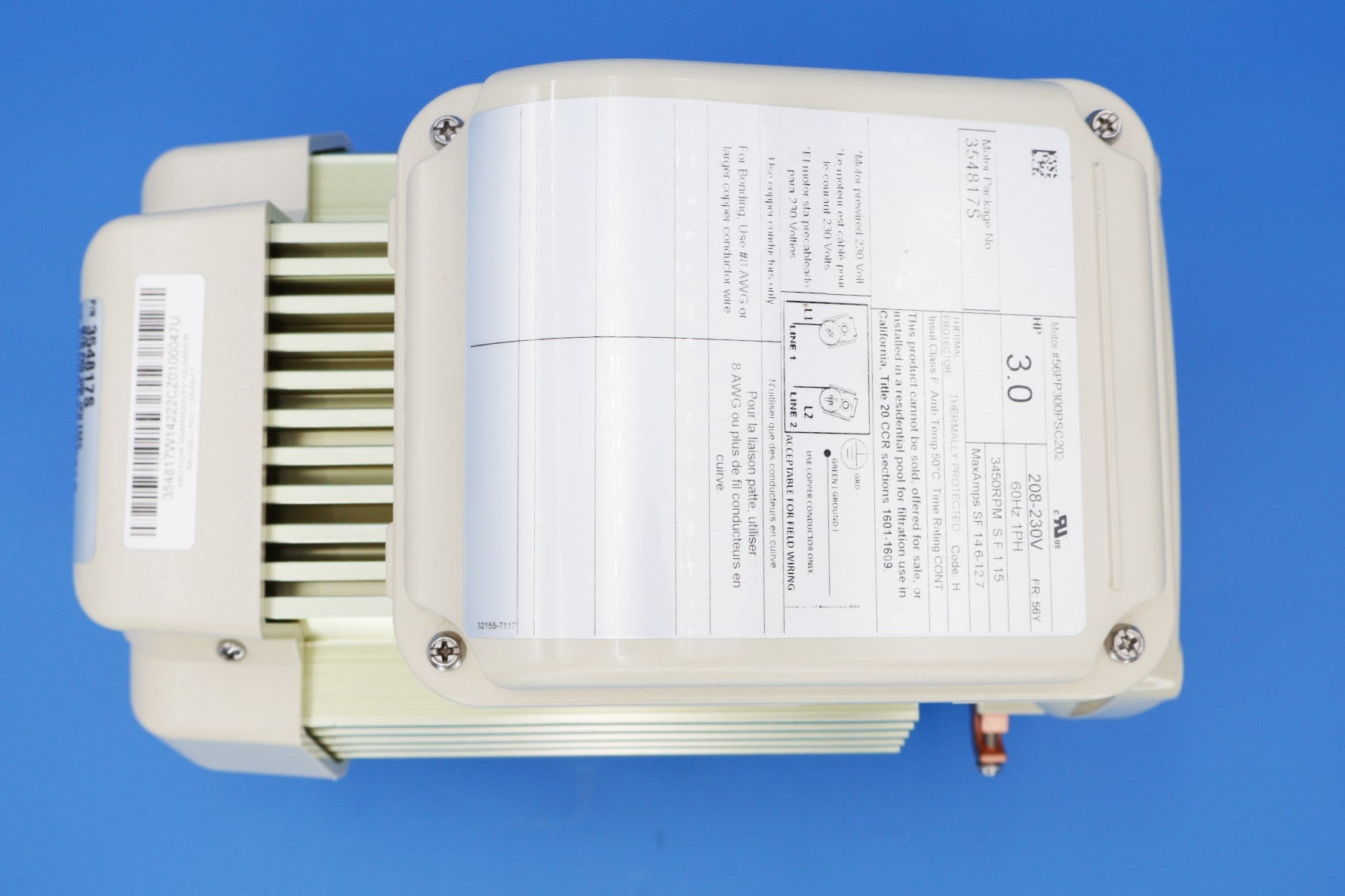 Pentair WhisperFloXF 3HP Swuare Flange Single-Phase Motor 208V-230V 354817S - Pool Pump Motors - img-6