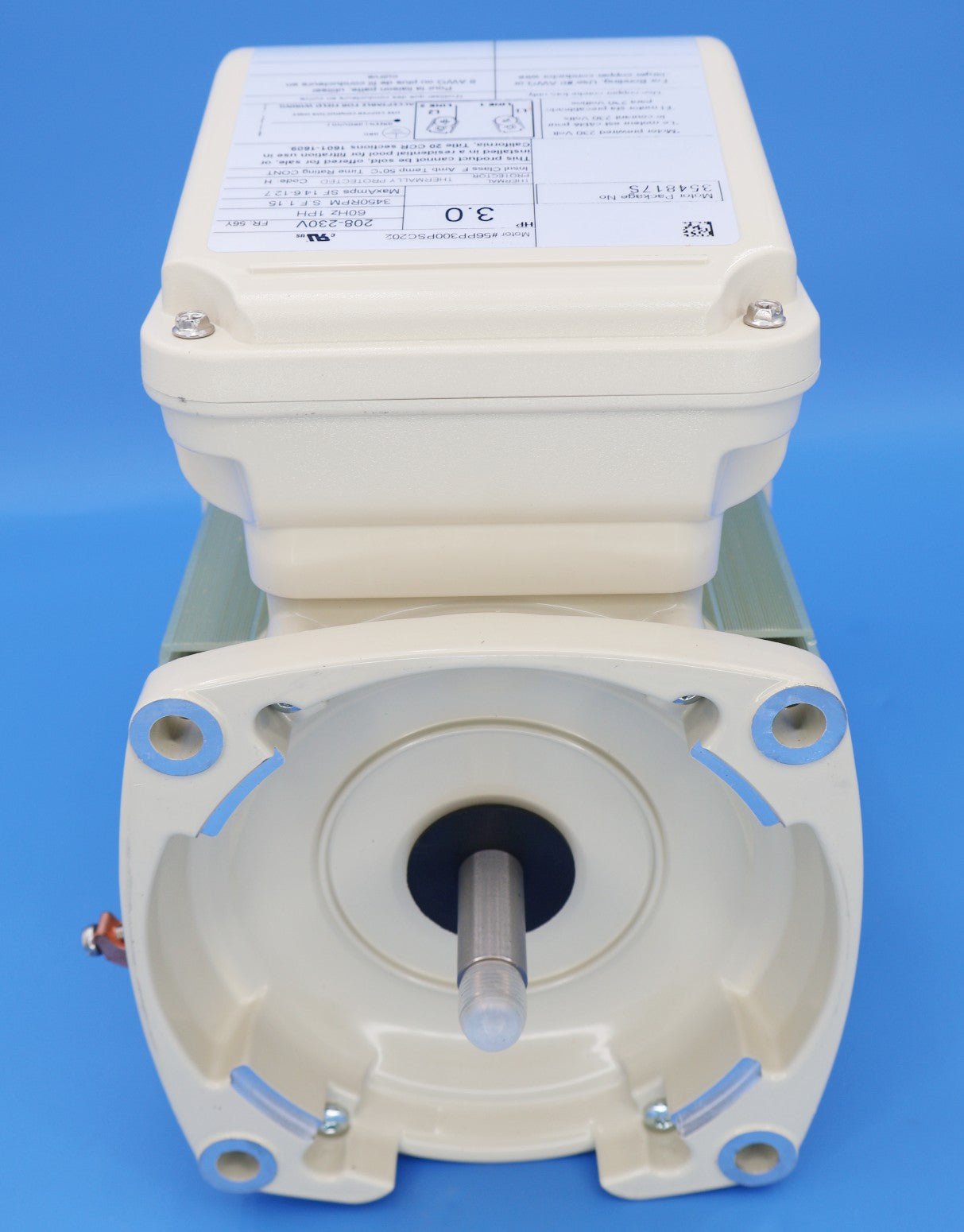 Pentair WhisperFloXF 3HP Swuare Flange Single-Phase Motor 208V-230V 354817S - Pool Pump Motors - img-4