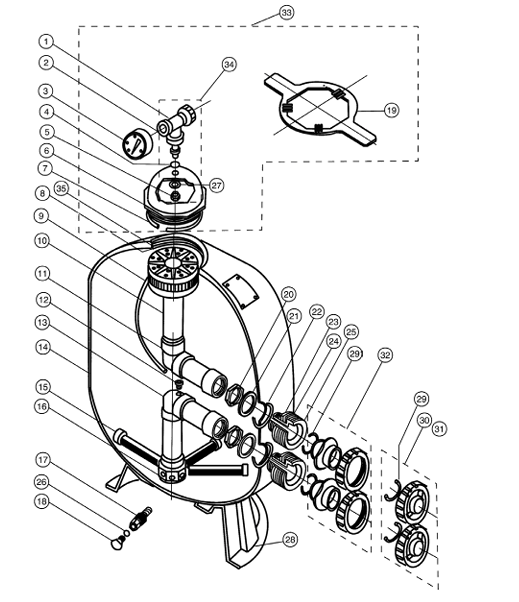 Pentair Triton II TR100 Filter Replacement Parts exploded parts diagram