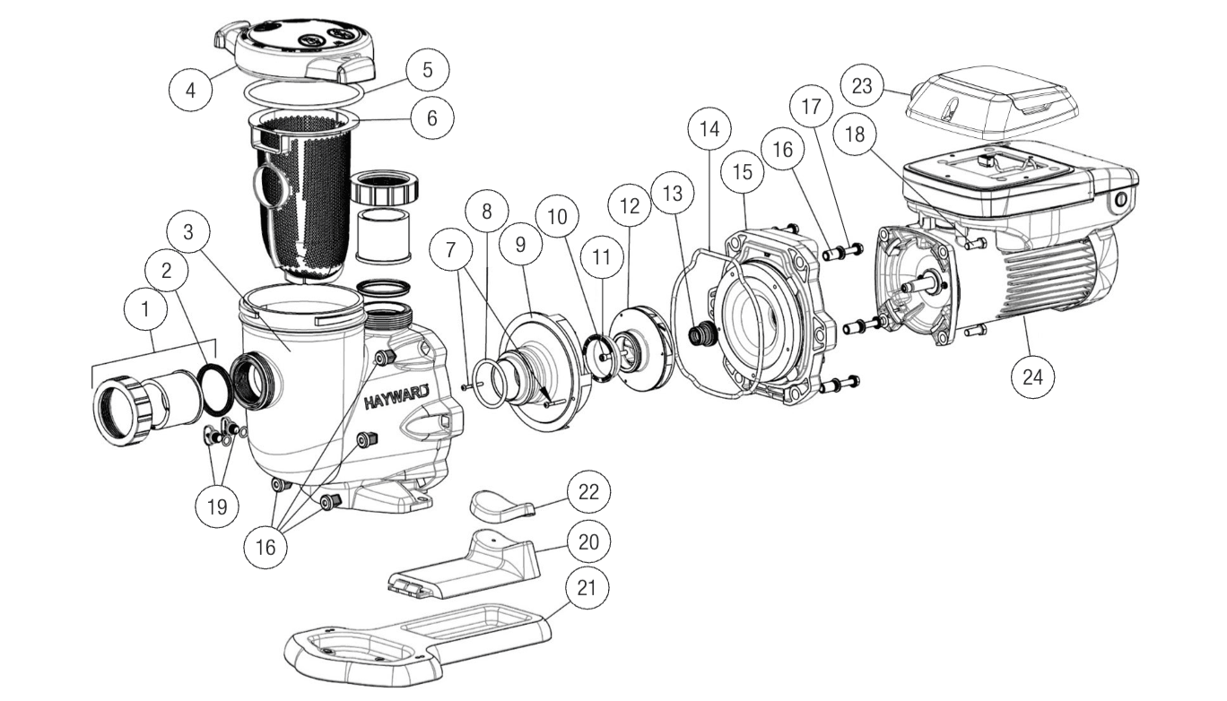 Hayward TriStar VS 1.85 THP Pump Replacement Parts - Aqua Pool Supply