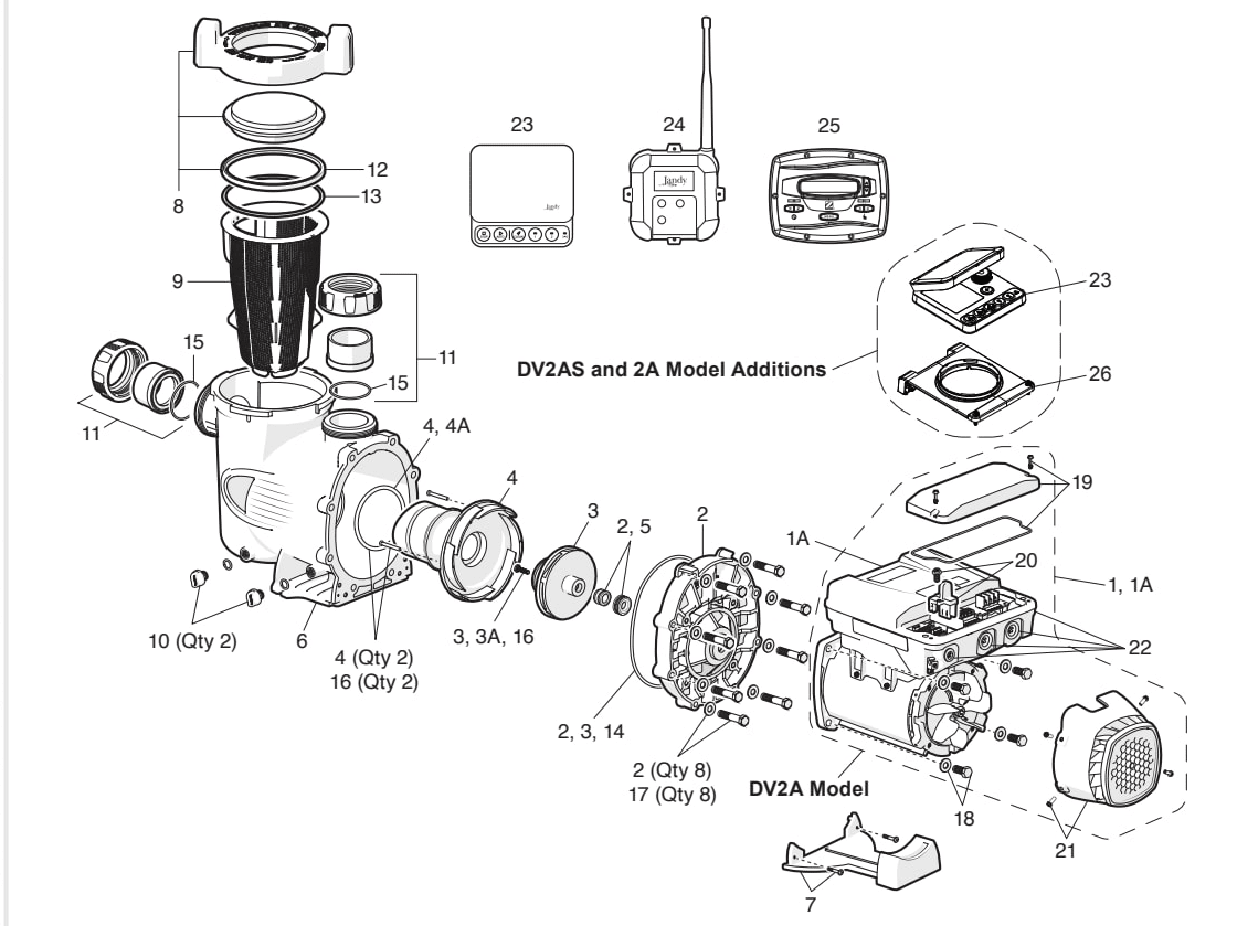 Jandy ePump 2.2, 2.7 & 3.8 HP VS Pump Replacement Parts - Aqua Pool Supply