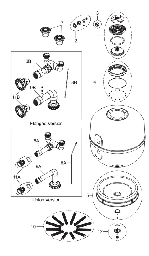 Jandy SFSM100 Side-Mount Sand Filter Replacement Parts