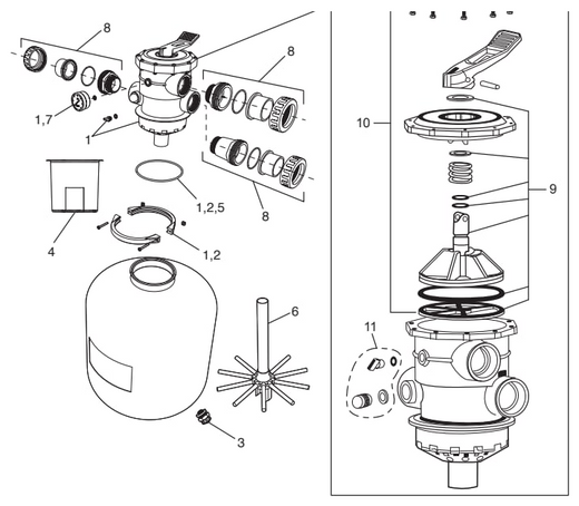 Jandy SFTM24-2.0 Top-Mount Sand Filter Replacement Parts