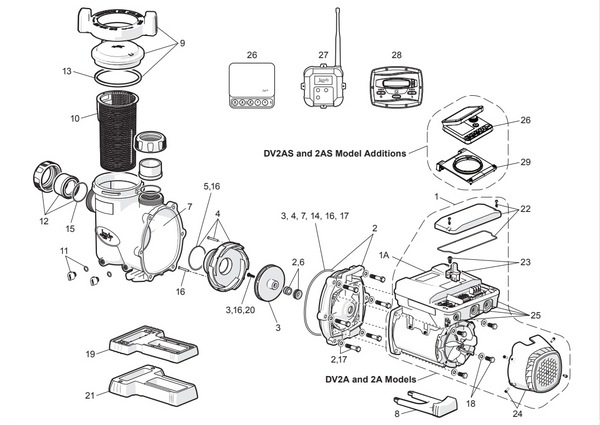 Jandy VS FloPro 1.85, 2.7 & 3.8 HP 2-Aux Relay Pump