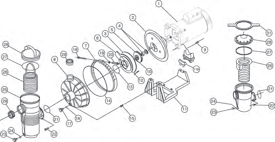 Pentair Challenger High Flow Pump Replacement Parts - Aqua Pool Supply