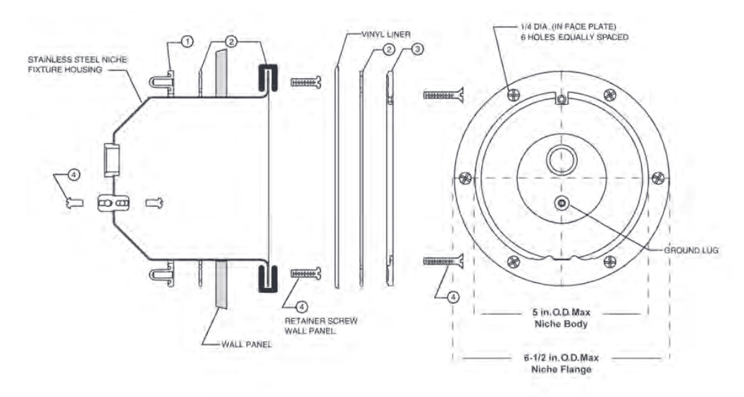 Pentair Small Stainless Steel Light Niche Replacement Parts - Aqua Pool Supply