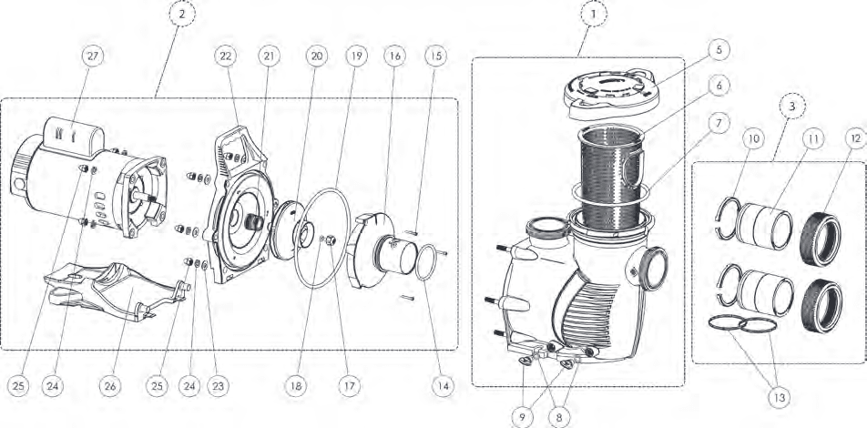 Pentair WhisperFloXF Pump Replacement Parts - Aqua Pool Supply