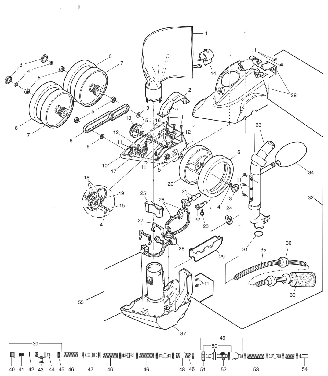Polaris Vac-Sweep 360 Pressure Pool Cleaner Replacement Parts - Aqua Pool Supply