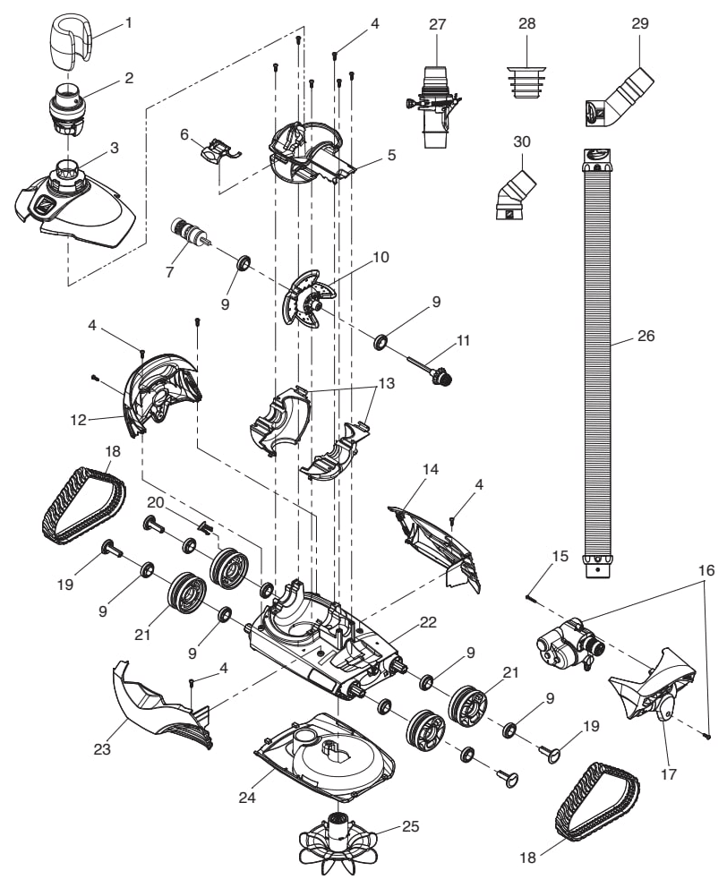 Zodiac MX6 Suction Pool Cleaner Replacement Parts - Aqua Pool Supply