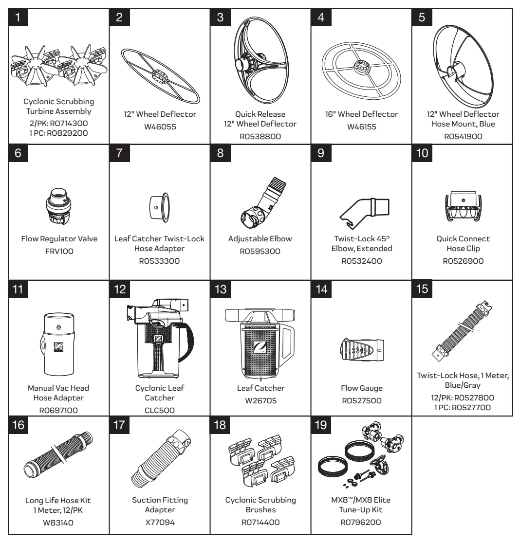 Zodiac Suction Cleaner Common Parts & Accessories - Aqua Pool Supply