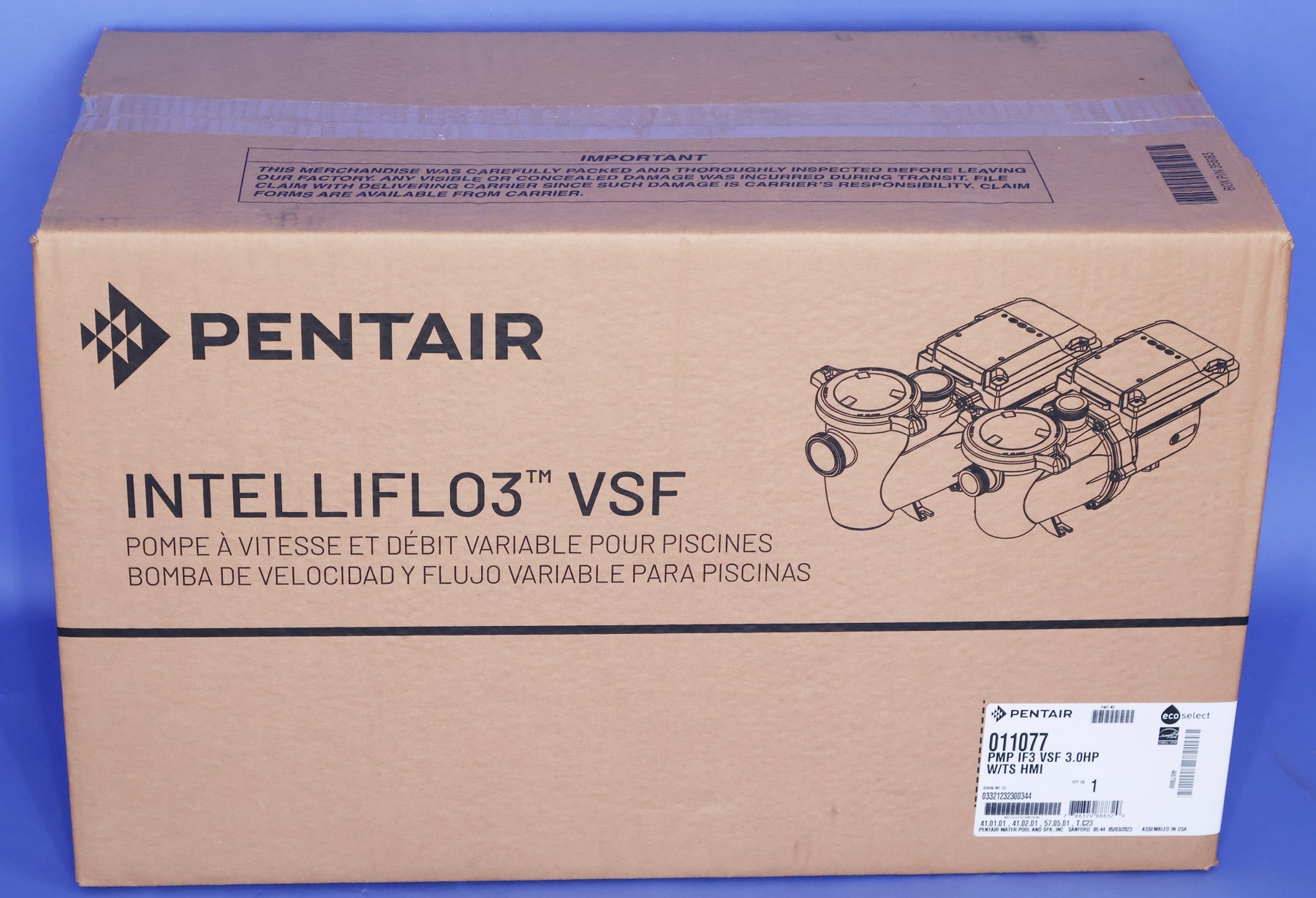 Pentair IntelliFlo3™ 3HP VSF Pool Pump w/ Display 011077