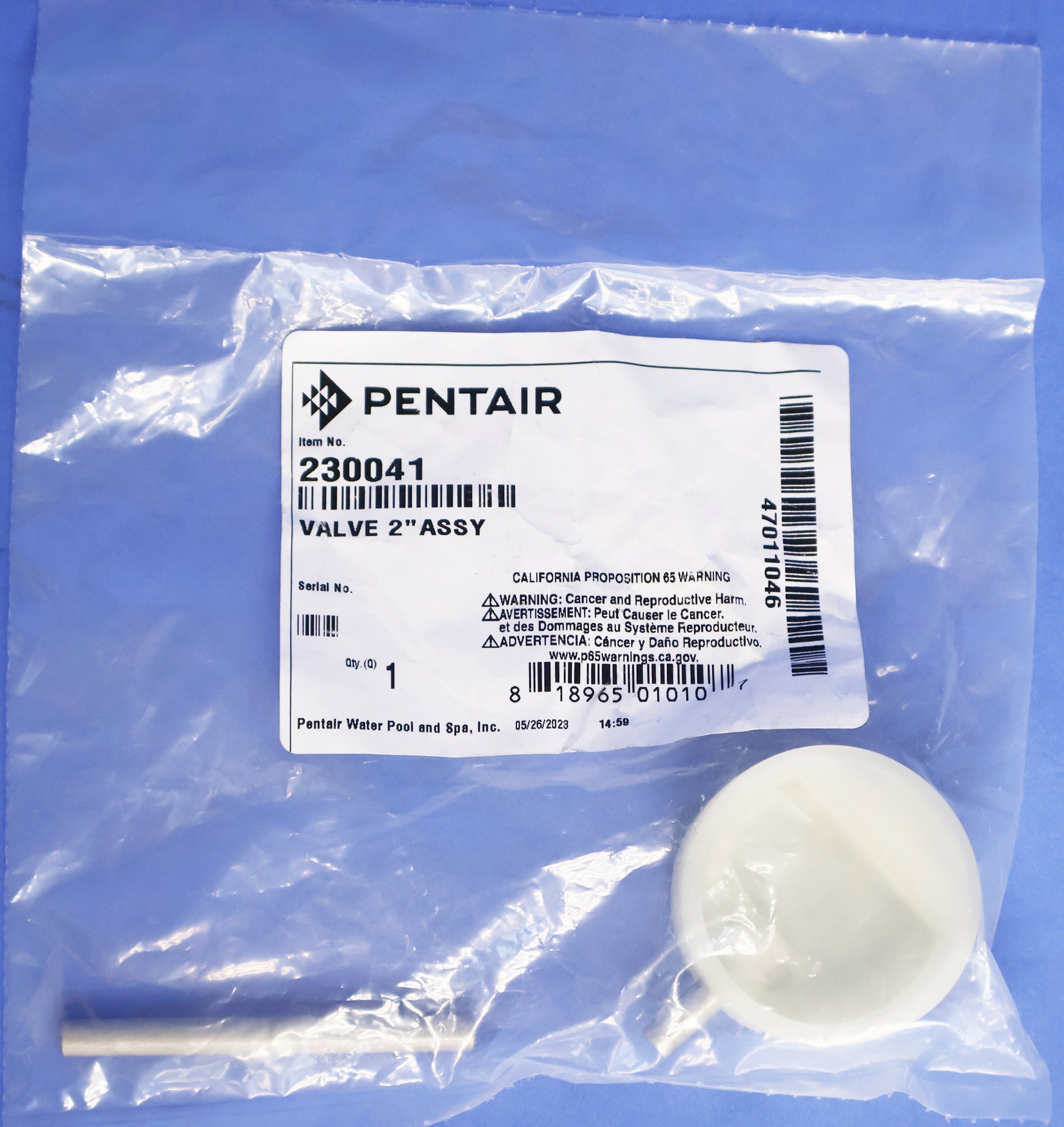 Pentair In-Floor (A&A) Low Profile 2" T-Valve Assembly, Snap-In Style 230041 540971