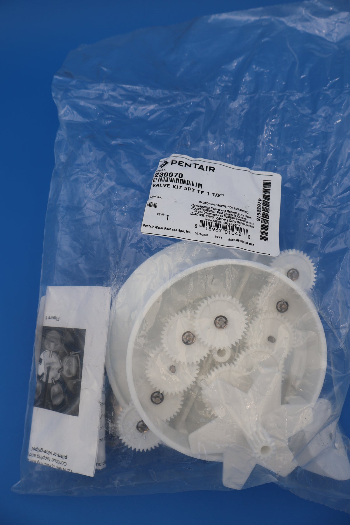 Pentair In-Floor (A&A) Top Feed Complete 5 Port T-Valve Rebuild Gear Kit 230070 540285