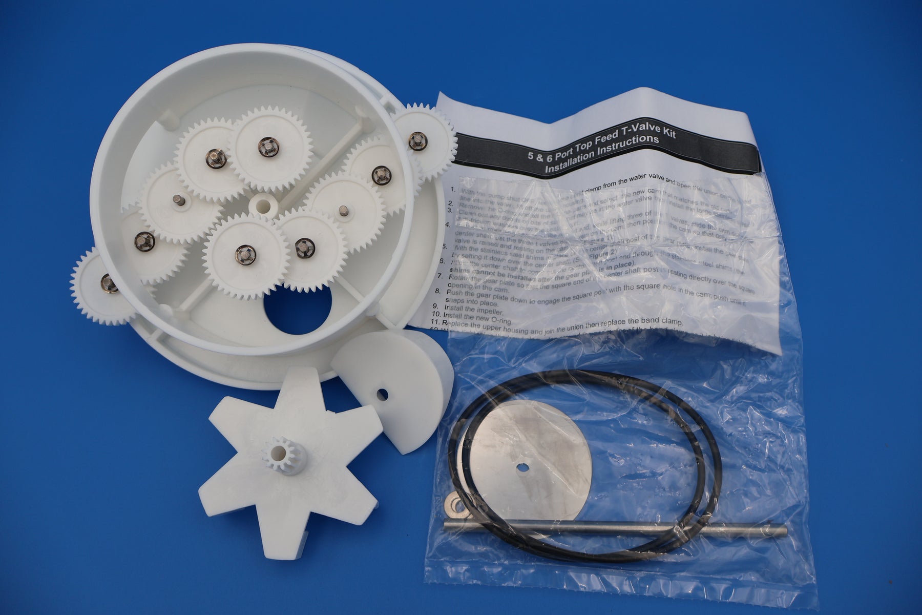 Pentair In-Floor (A&A) Top Feed Complete 5 Port T-Valve Rebuild Gear Kit 230070 540285