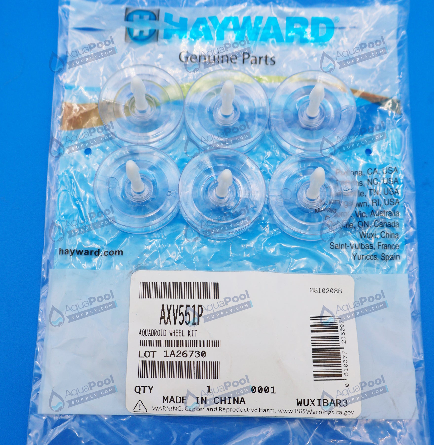 Hayward Wheel Kit for AquaBug, Penguin, Wanda the Whale, Diver Dave - Includes 6 Wheels and Axles AXV551P - img-3