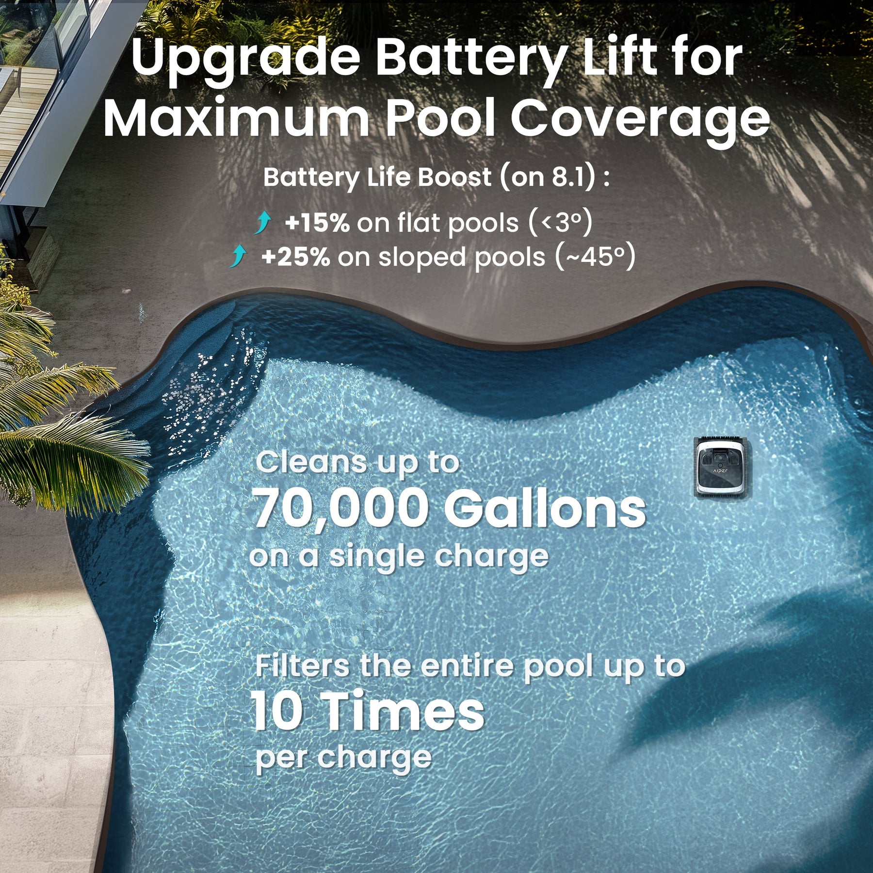 Aiper Scuba N1 Max Cordless Robotic Pool Cleaner 850075054046 - Robotic Cleaner - img - 8