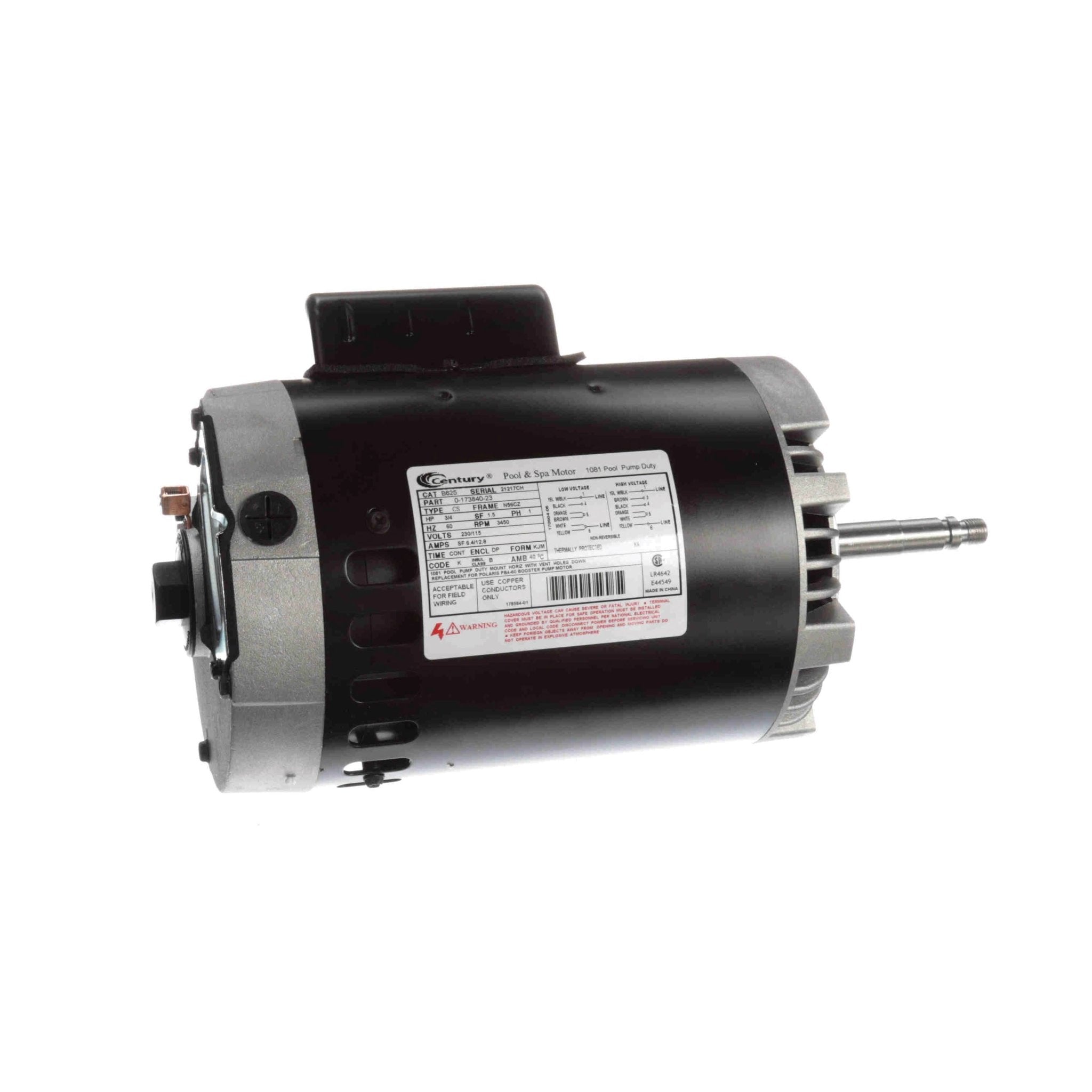 Century Polaris Booster Pump Motor 3/4HP 3450 RPM 56CZ Frame | B625 - Pool Pump Motors - img - 1