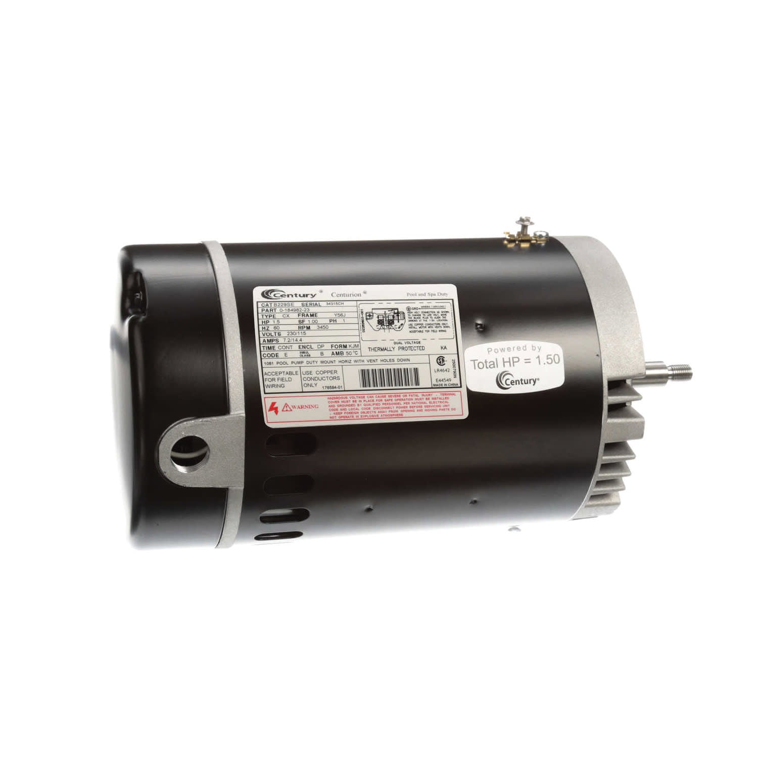 Century Pool Pump Motor 1.5HP 1 - Speed 1 Phase 60Hz 230/115V 56J Frame | B229SE - Pool Pump Motors - img - 1