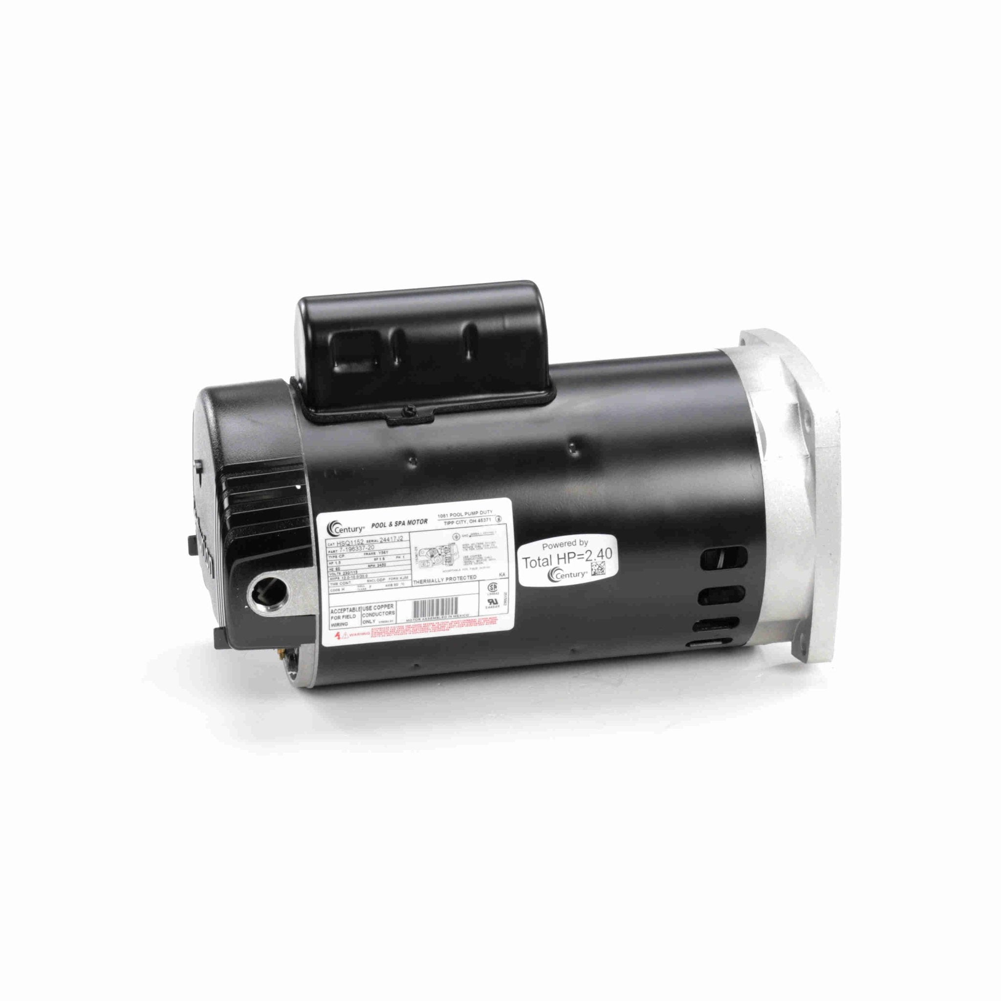 Century Pool Pump Motor 1.5HP 1 - Speed 1 Phase 60Hz 230/115V 56Y Frame | HSQ1152 - Pool Pump Motors - img - 1