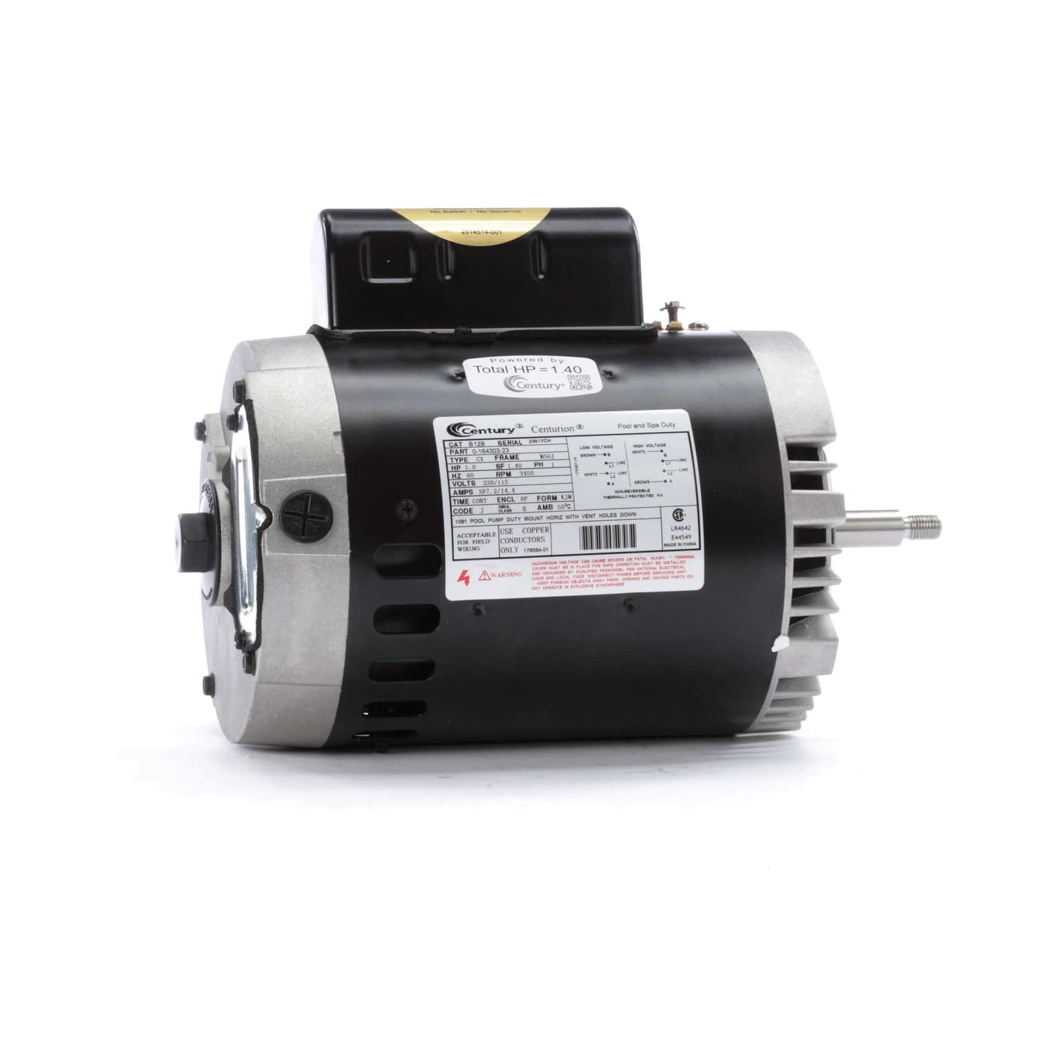 Century Pool Pump Motor 1HP 1 Phase 60Hz 230/115V M56J | B128 - Pool Pump Motors - img - 1