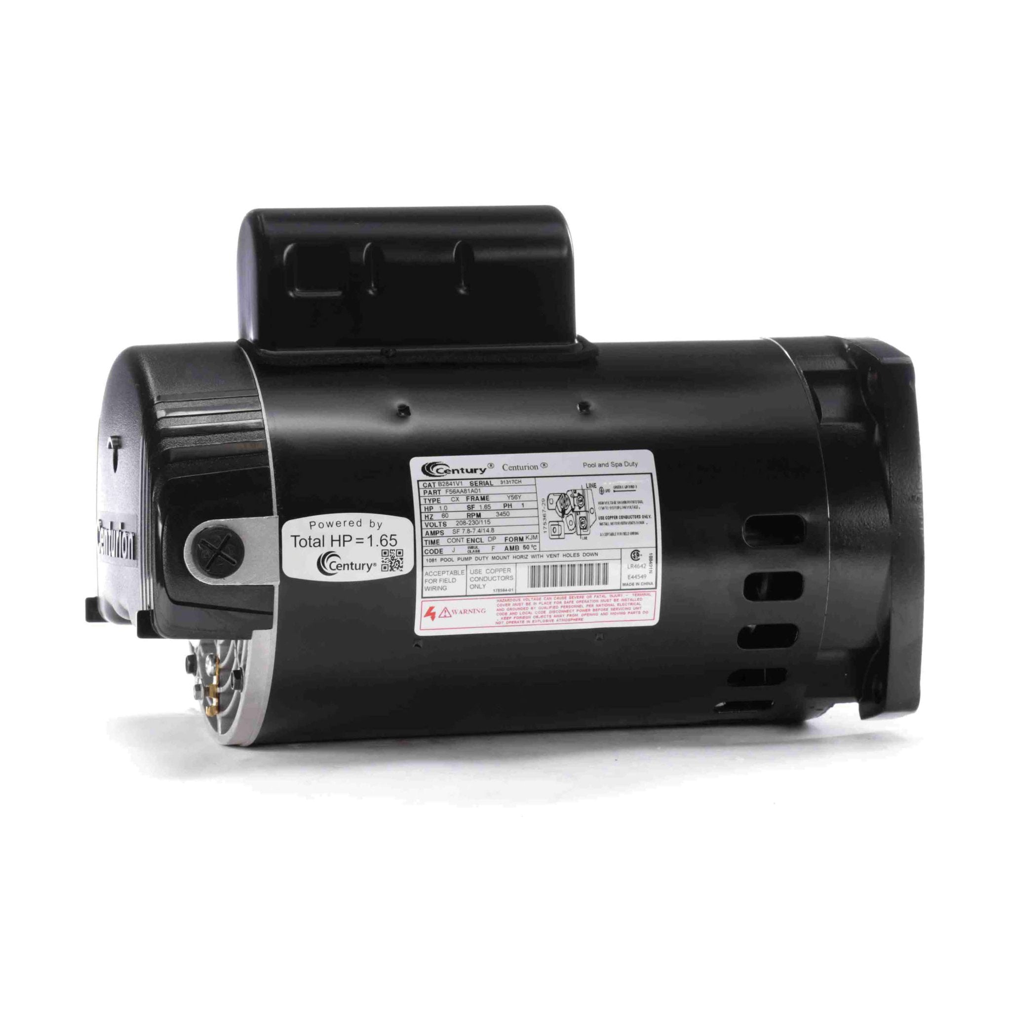 Century Pool Pump Motor 1HP 1 - Speed 1 Phase 60Hz 208 - 230/115V 56Y Frame | B2841V1 - Pool Pump Motors - img - 1