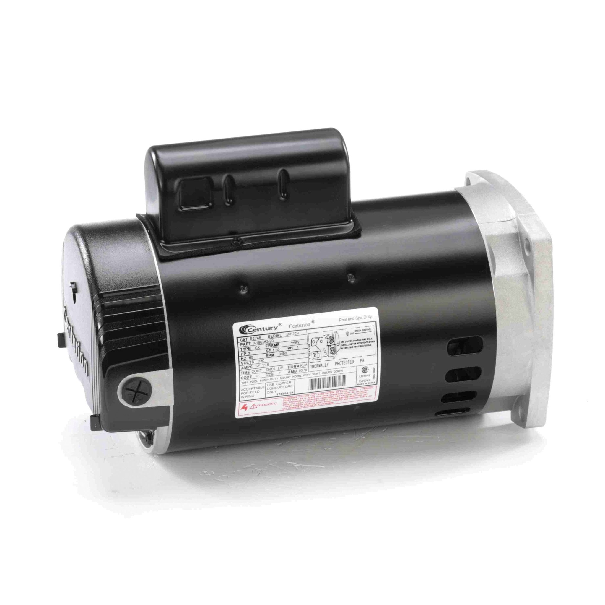 Century Pool Pump Motor 2HP 1 Phase 60Hz 230V 56Y Frame | B2748 - Pool Pump Motors - img - 1