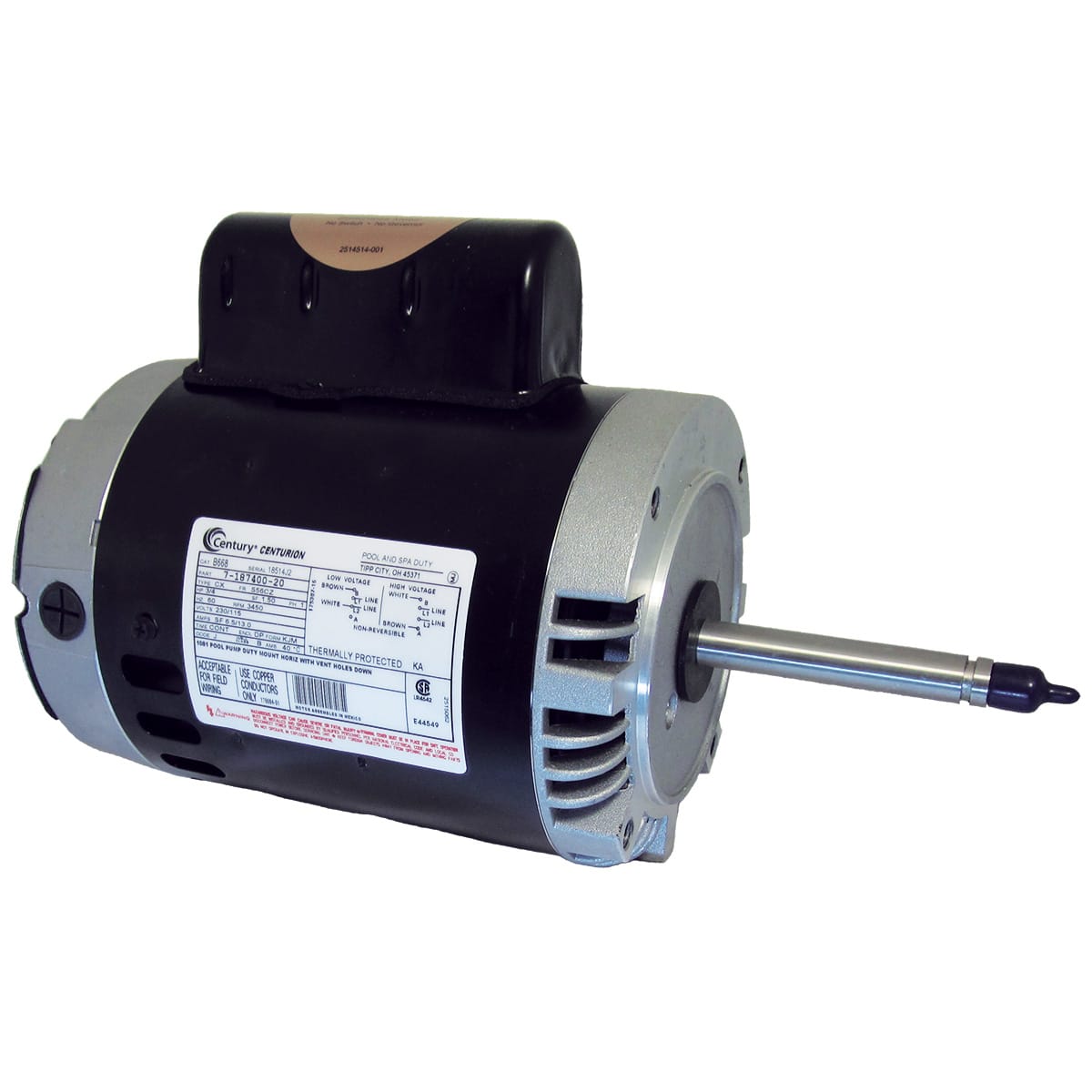 Century Pool Pump Motor 3/4HP 1 Phase 60Hz 230/115V 3450 RPM 56CZ Frame | B668 - Pool Pump Motors - img - 1