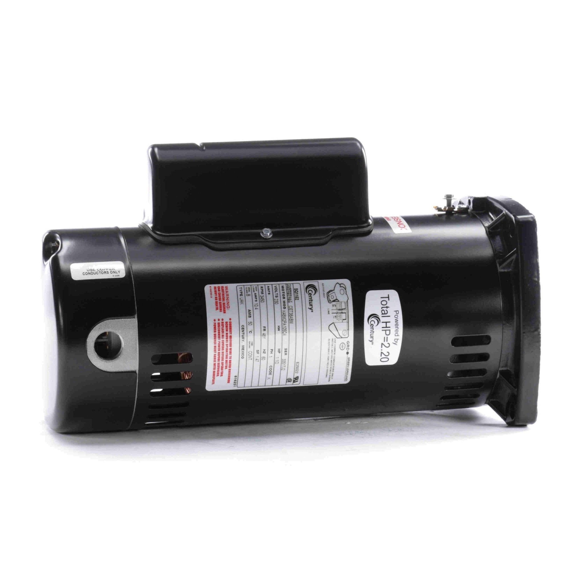 Century Pool Pump Motor Square Flange 1.5HP 1 - Speed 230V 48Y Frame | SQ1152 - Pool Pump Motors - img - 1