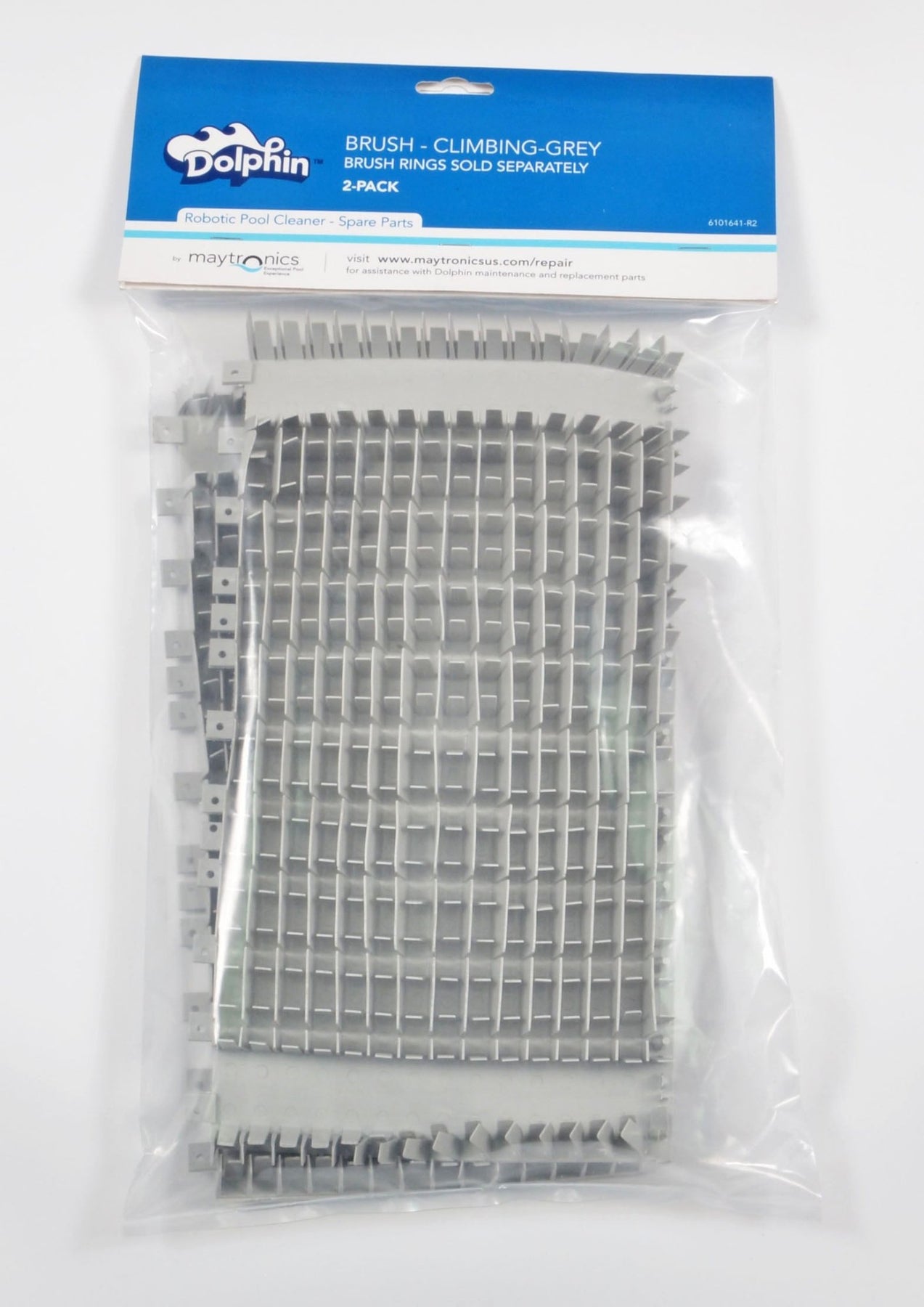 Dolphin Cleaners Gray Climbing Brush (Set Of 2), For use with Dolphin Robotic Pool Cleaners 6101641-R2 - Cleaner Parts - img-1
