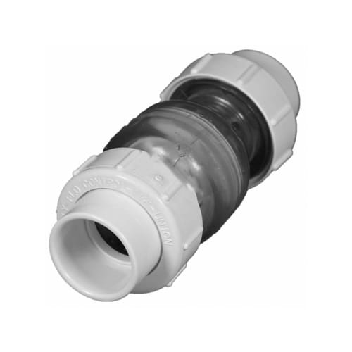Flo Control True Union Spring Check Valve, 2" Clear PVC | 1700C - 20 - Plumbing Valves - img - 1
