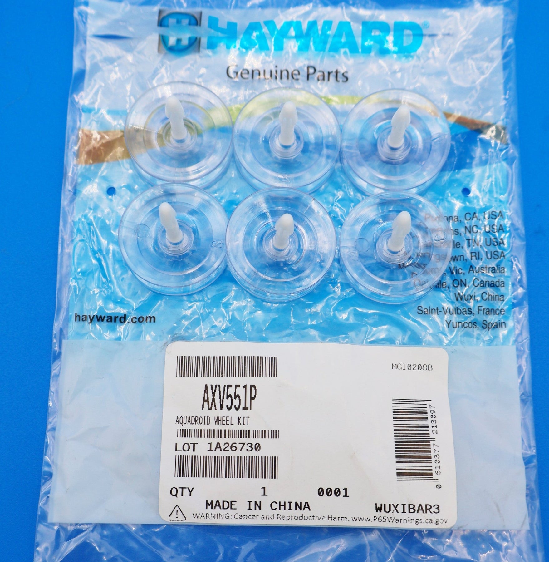 Hayward Wheel Kit for AquaBug, Penguin, Wanda the Whale, Diver Dave - Includes 6 Wheels and Axles AXV551P - Cleaner Parts - img - 3