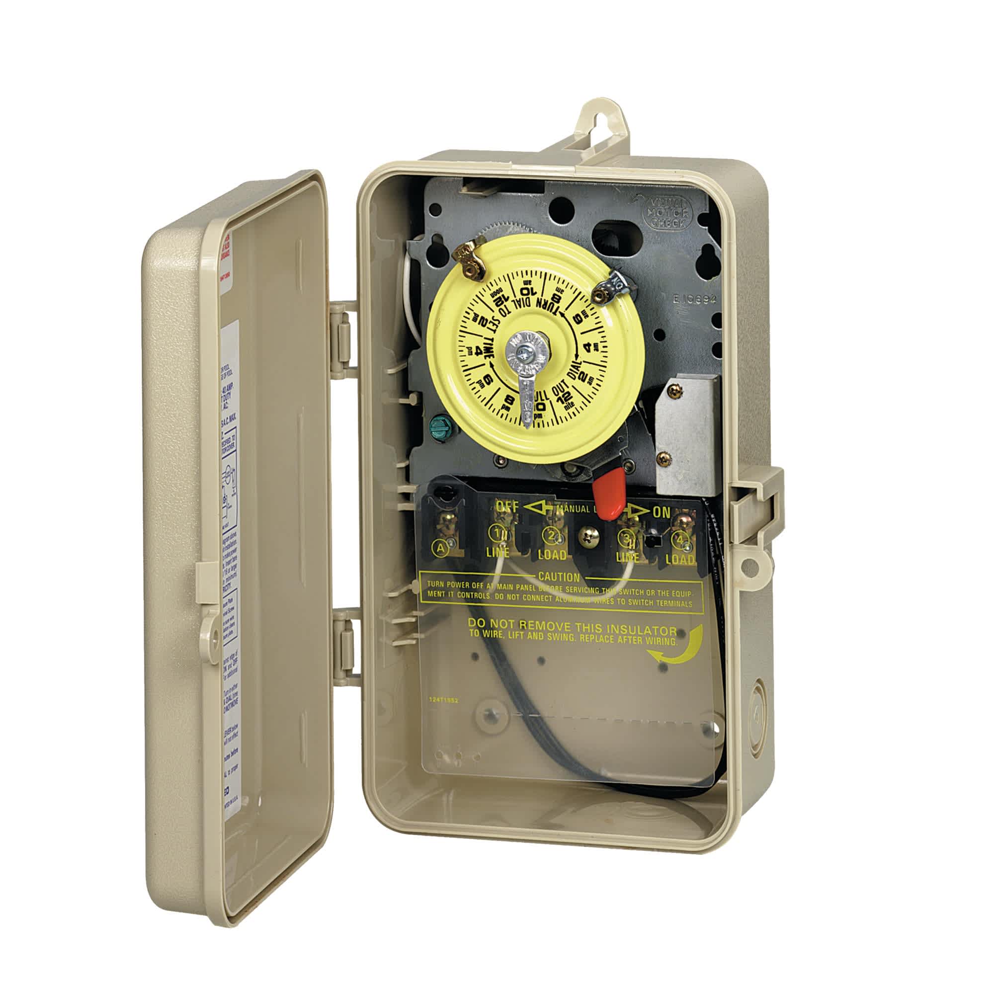 Intermatic 24 - Hour 208 - 277V Mechanical Time Switch, DPST, Pool Heater Protection | T104P201 - Pool Automation - img - 1