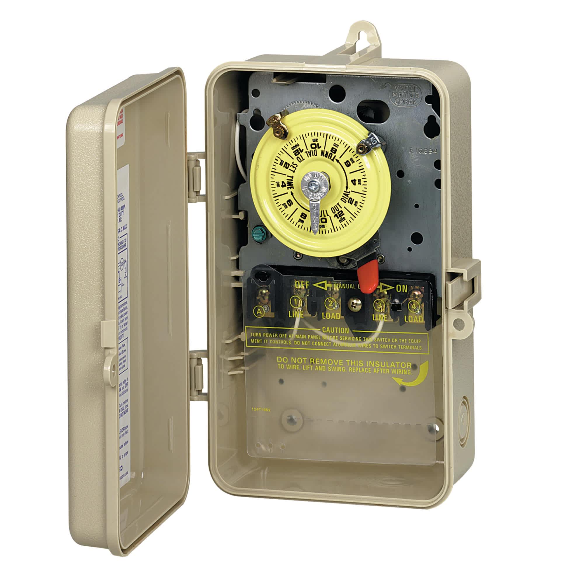 Intermatic 24 - Hour 208 - 277V Mechanical Time Switch, DPST, Type 3R Enclosure | T104P3 - Pool Automation - img - 1